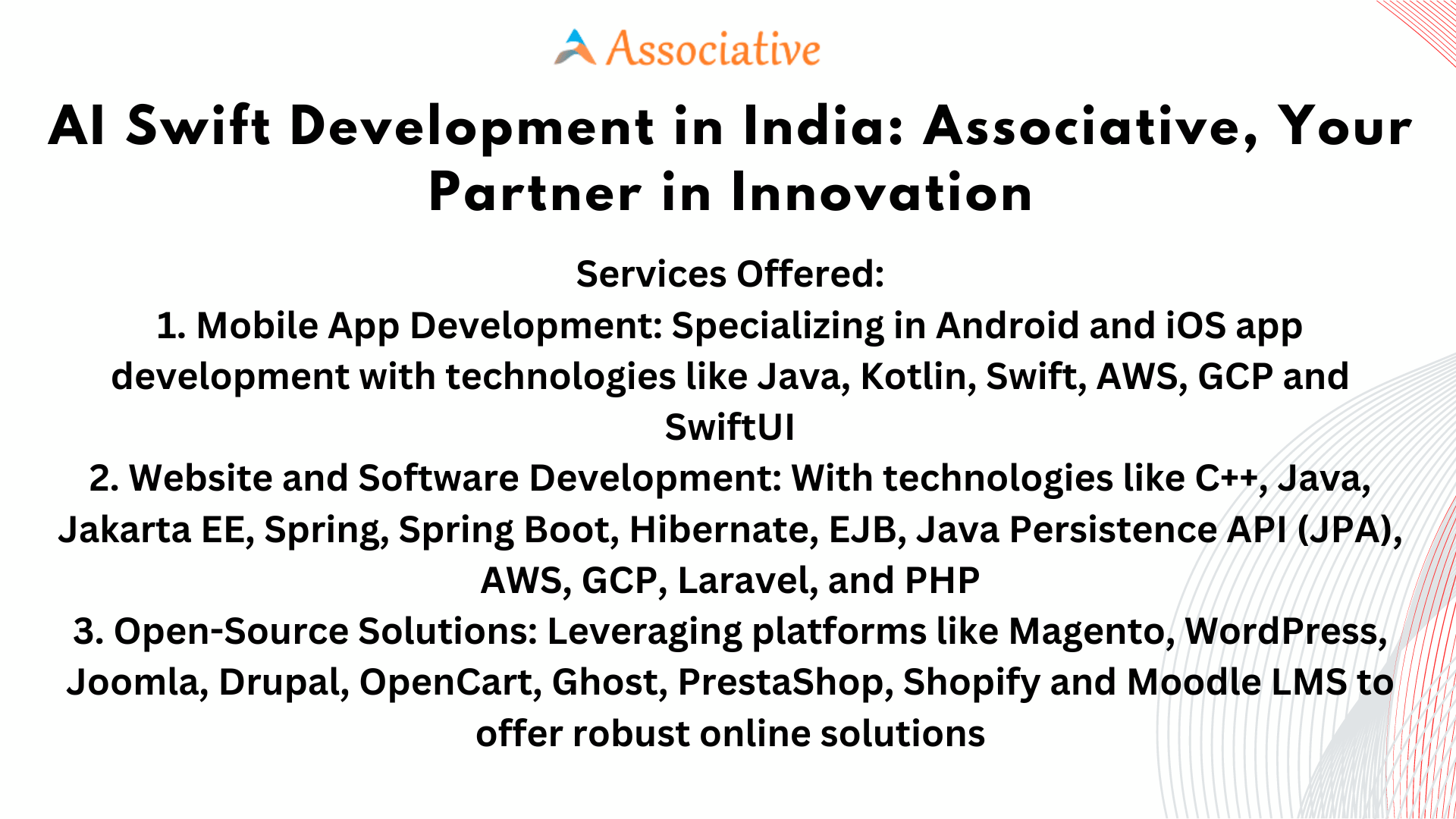 AI Swift Development in India Associative, Your Partner in Innovation