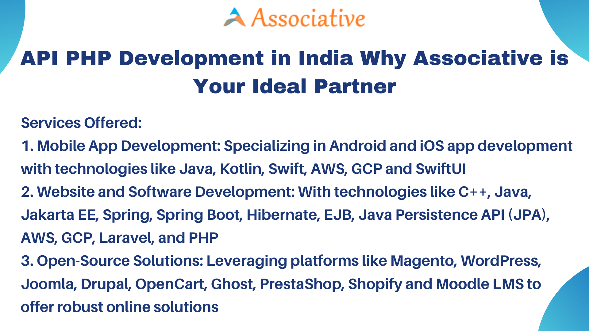 API PHP Development in India Why Associative is Your Ideal Partner