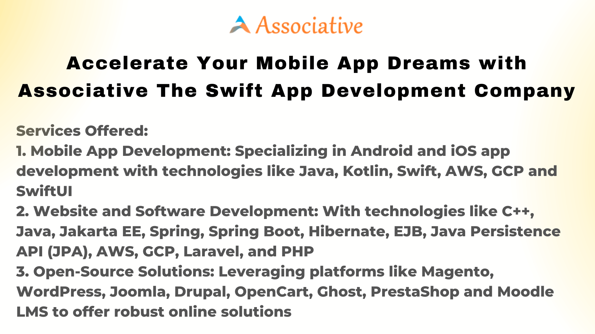 Accelerate Your Mobile App Dreams with Associative The Swift App Development Company