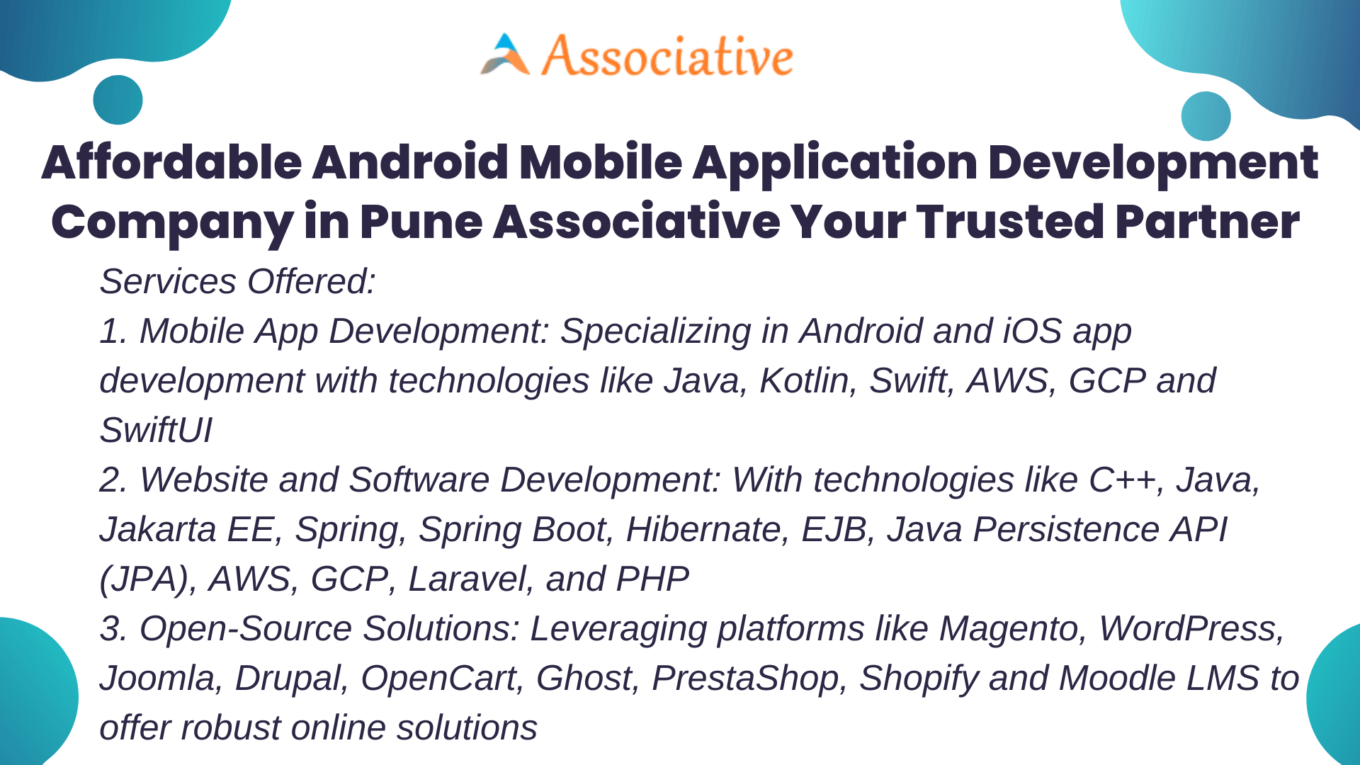 Affordable Android Mobile Application Development Company in Pune Associative Your Trusted Partner