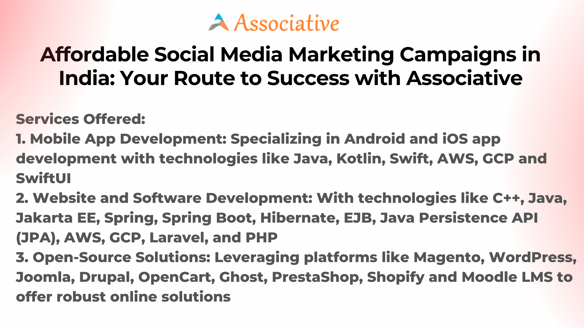 Affordable Social Media Marketing Campaigns in India: Your Route to Success with Associative