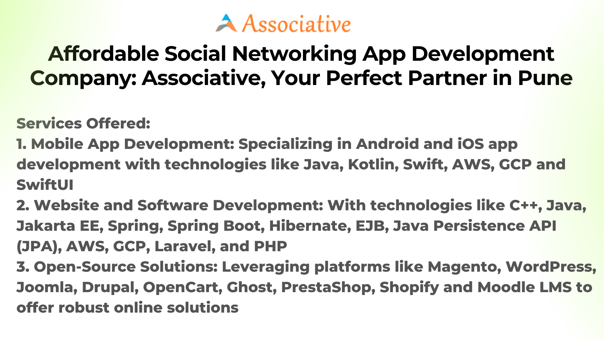 Affordable Social Networking App Development Company Associative, Your Perfect Partner in Pune