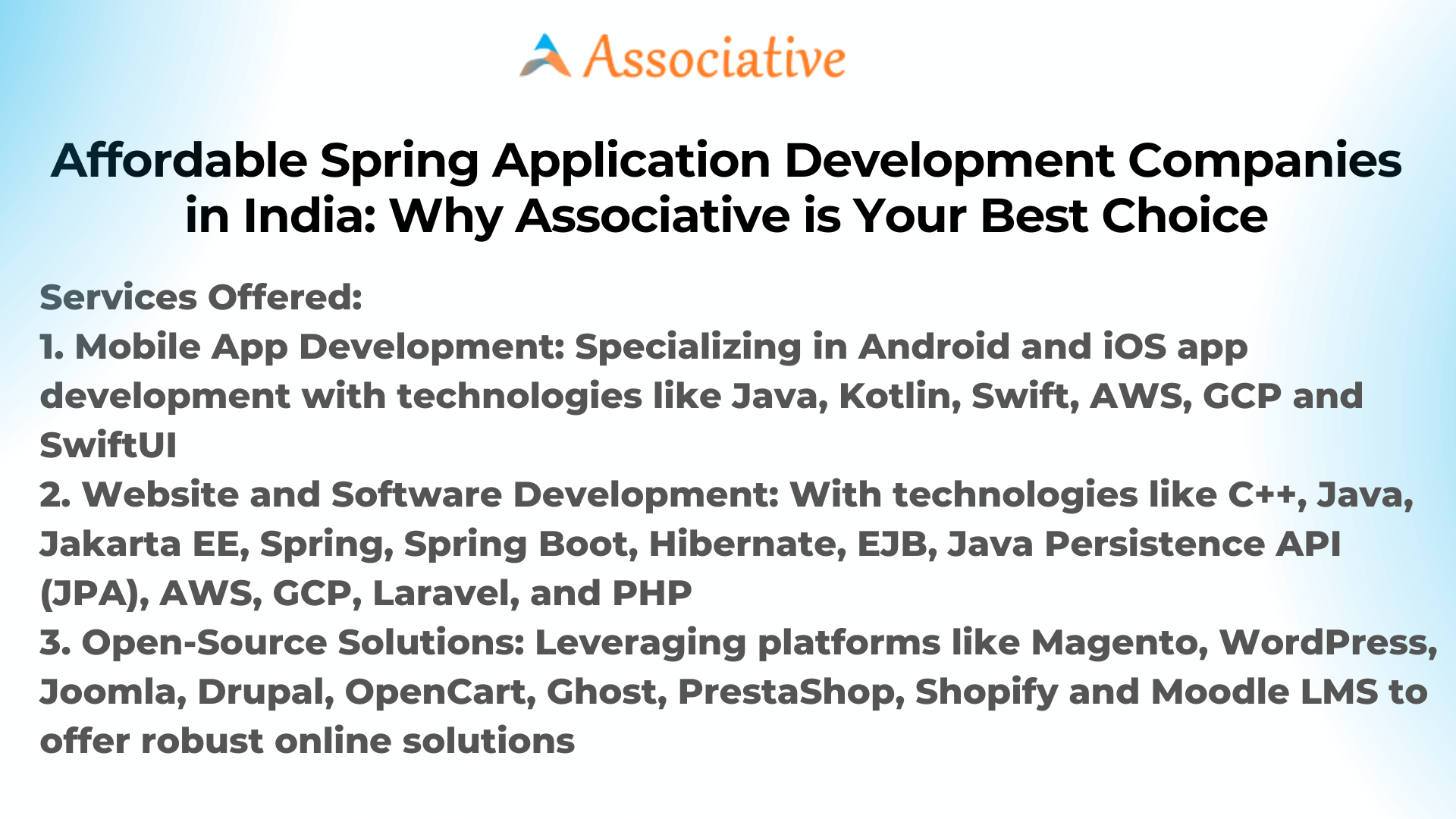 Affordable Spring Application Development Companies in India: Why Associative is Your Best Choice