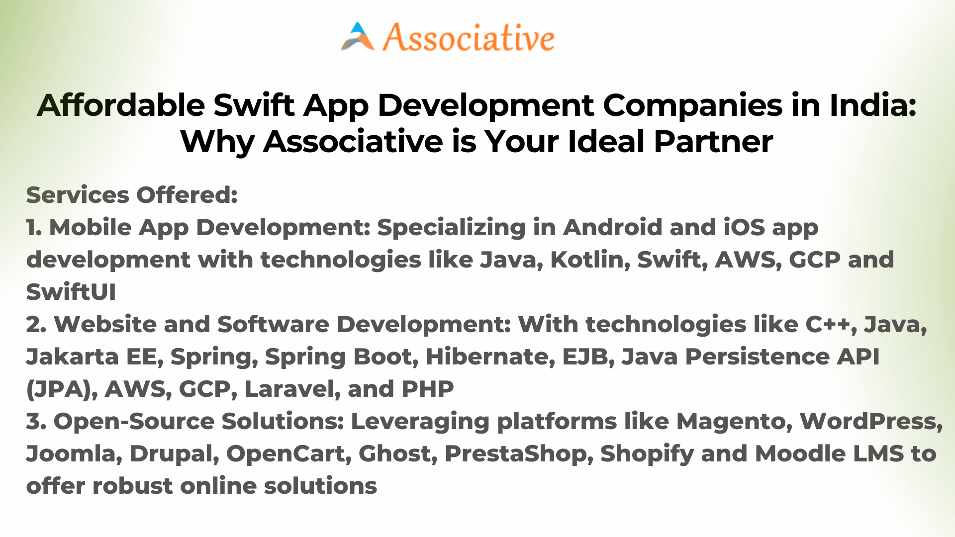 Affordable Swift App Development Companies in India Why Associative is Your Ideal Partner