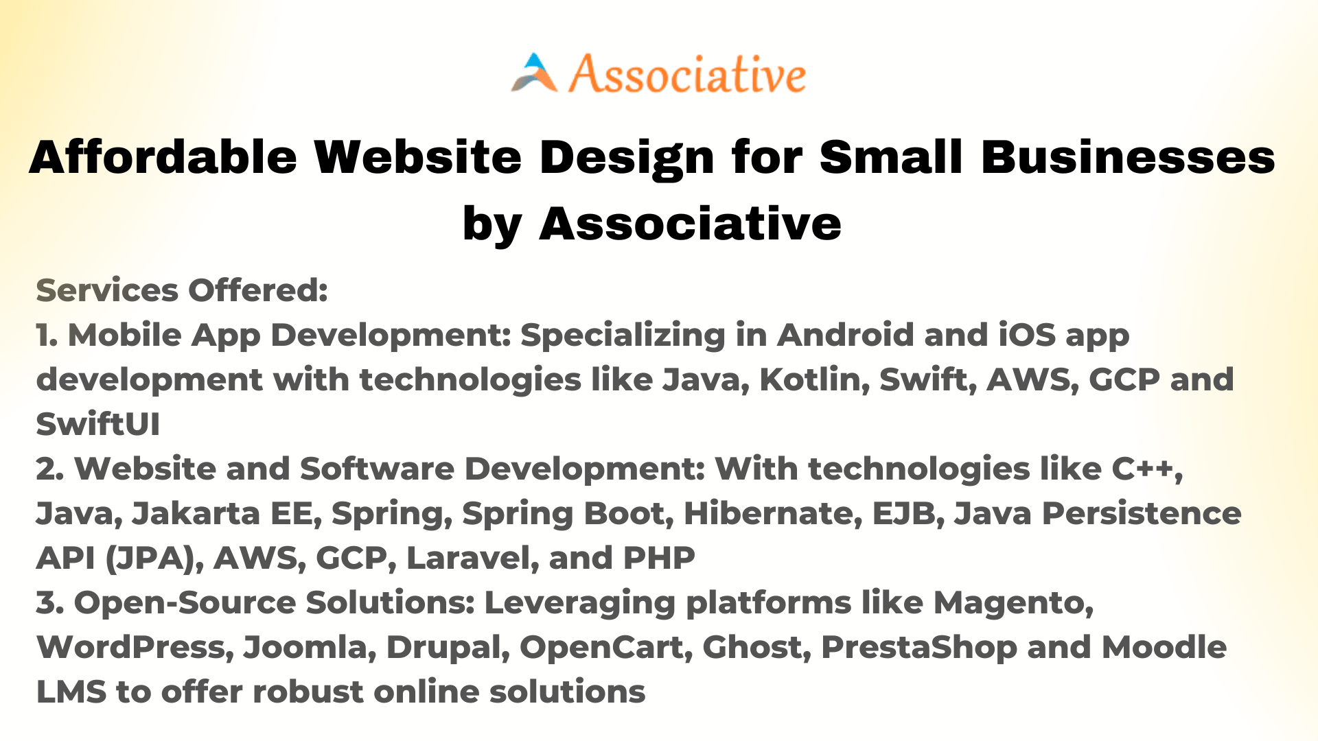 Affordable Website Design for Small Businesses by Associative