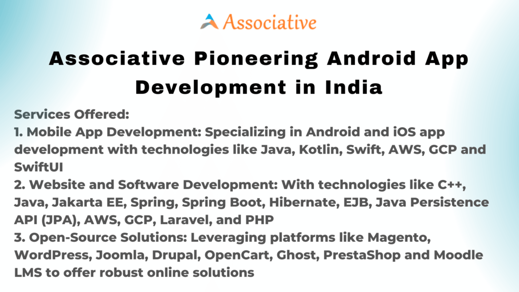 Associative Pioneering Android App Development in India Associative