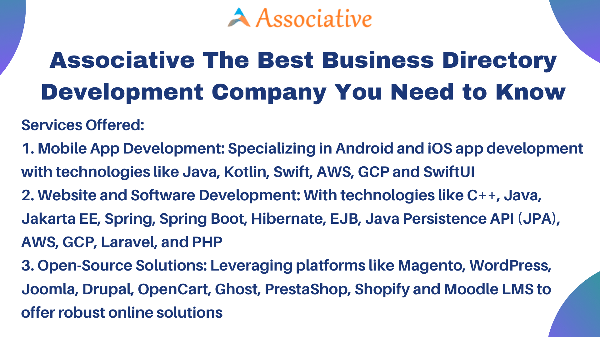 Associative The Best Business Directory Development Company You Need to Know