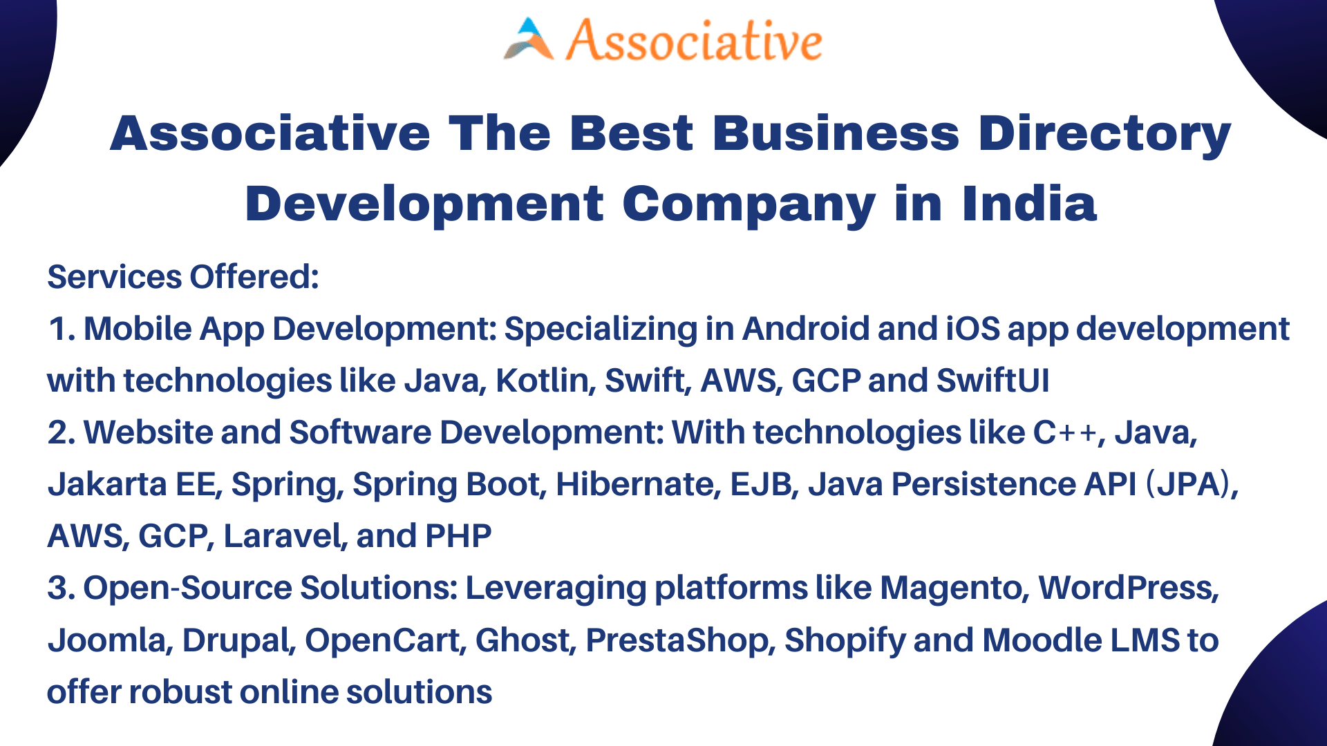 Associative The Best Business Directory Development Company in India