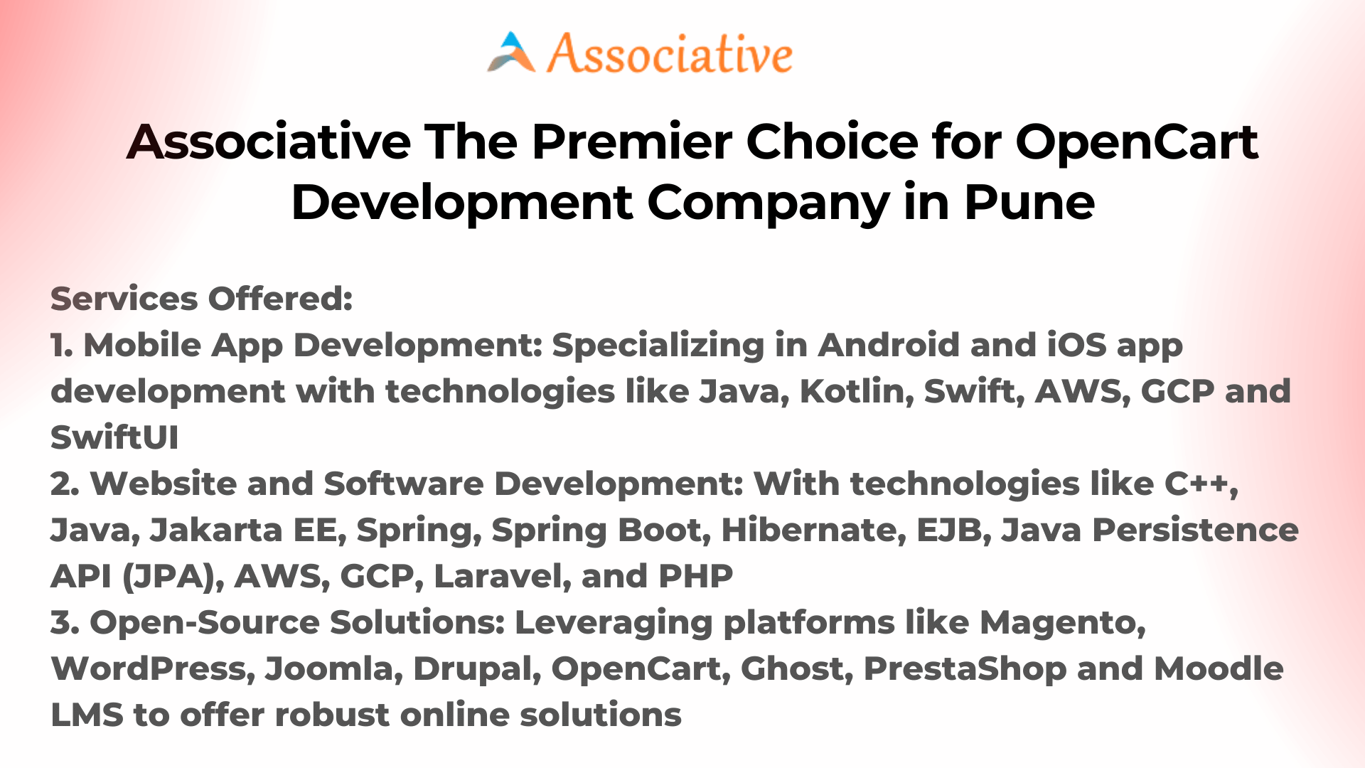 Associative The Premier Choice for OpenCart Development Company in Pune