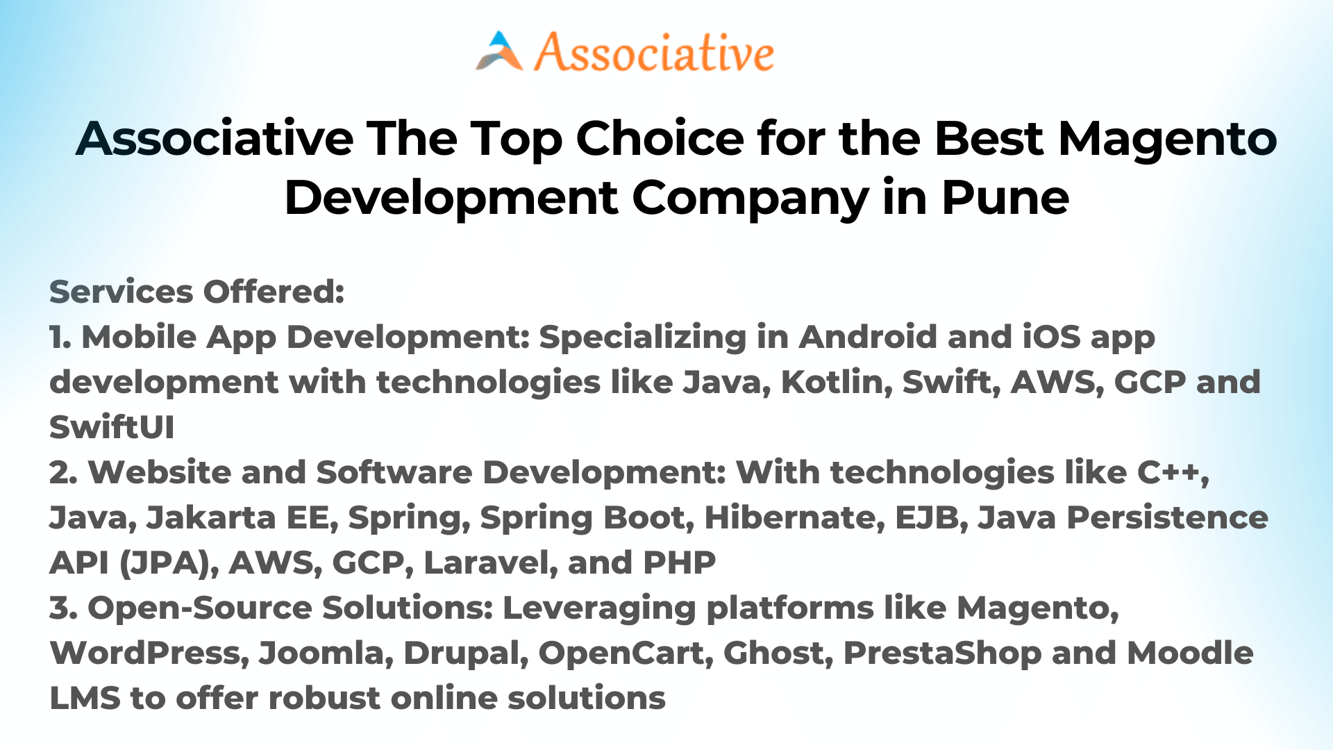 Associative The Top Choice for the Best Magento Development Company in Pune