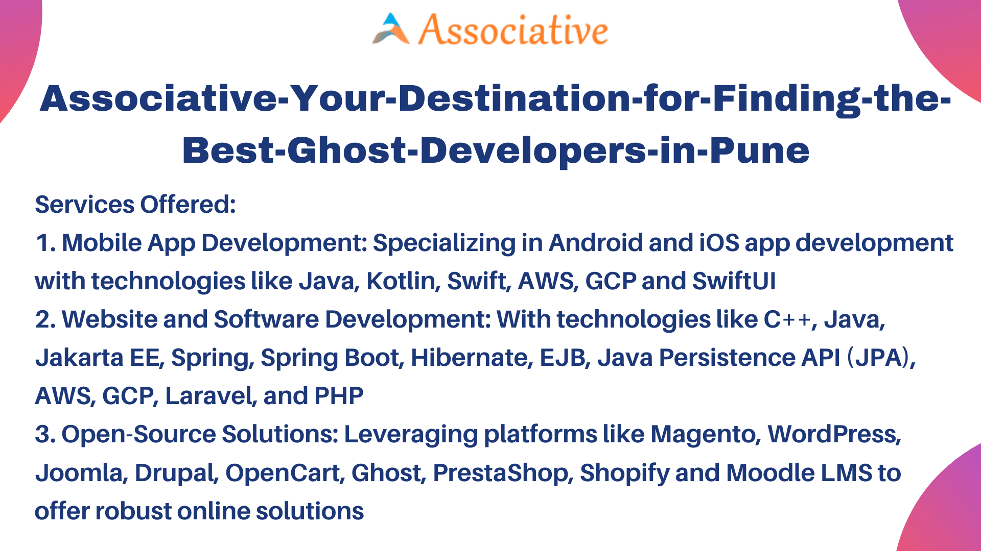 Associative Your Destination for Finding the Best Ghost Developers in Pune