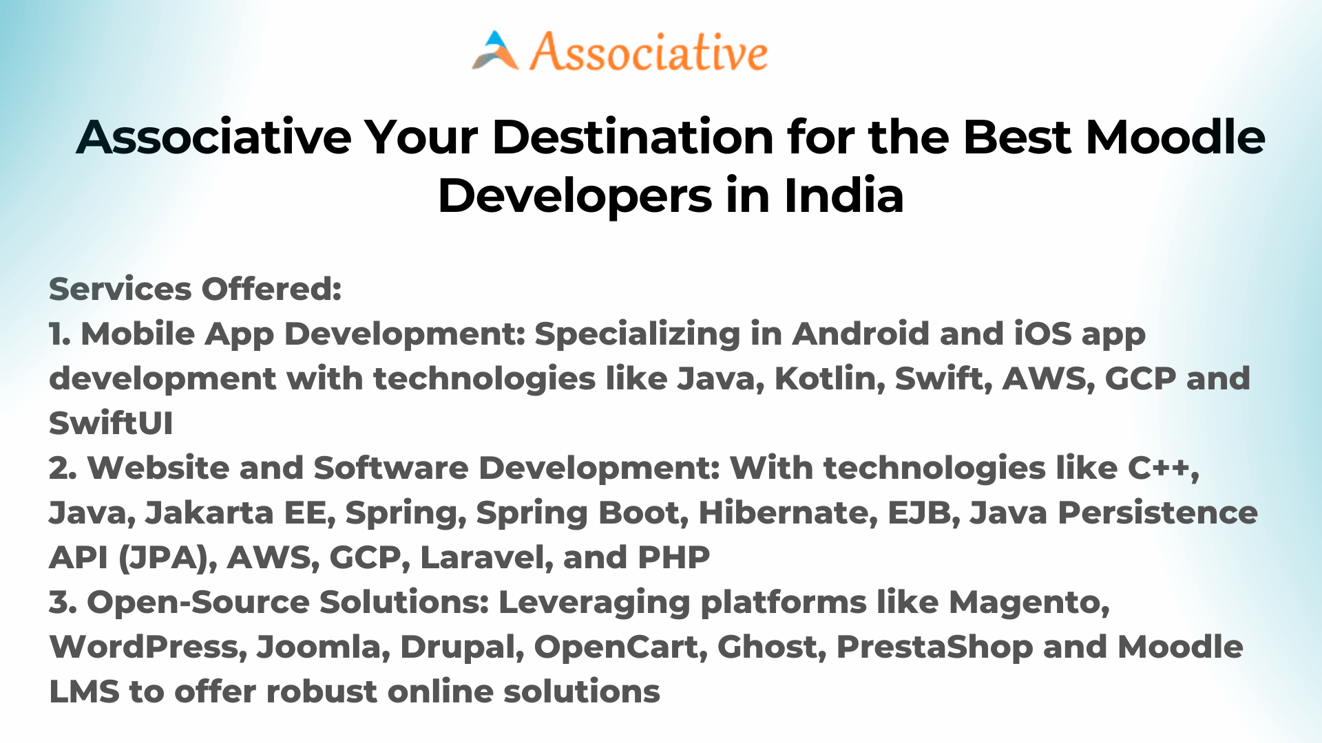 Associative Your Destination for the Best Moodle Developers in India