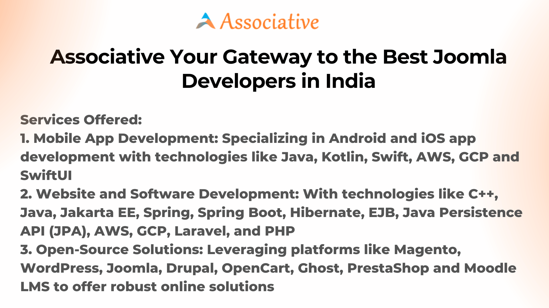 Associative Your Gateway to the Best Joomla Developers in India