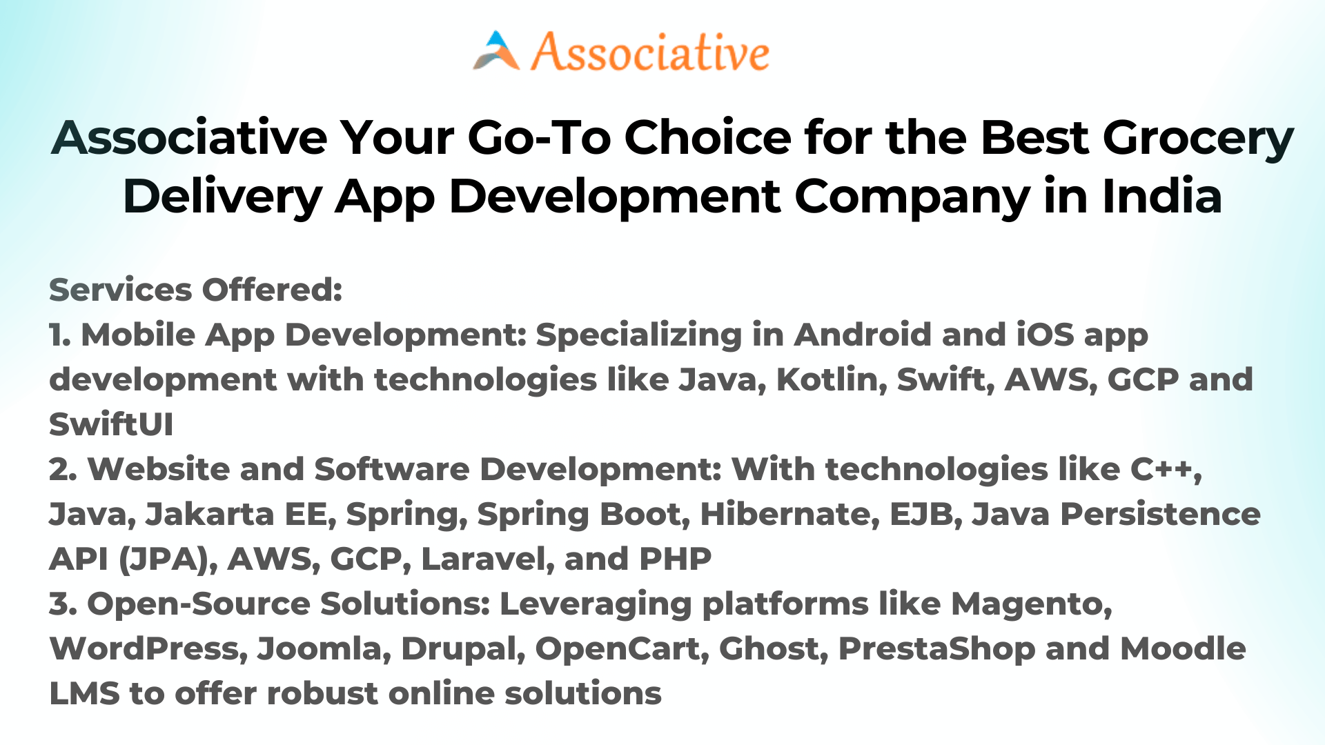 Associative Your Go-To Choice for the Best Grocery Delivery App Development Company in India