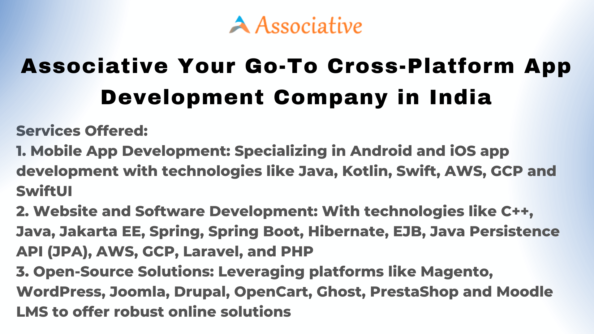 Associative Your Go-To Cross-Platform App Development Company in India
