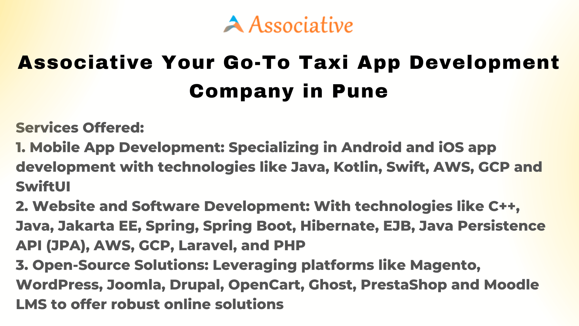 Associative Your Go-To Taxi App Development Company in Pune