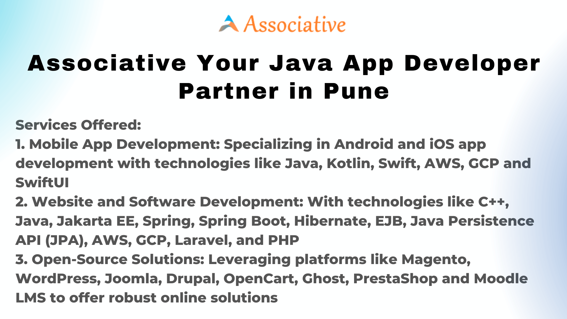 Associative Your Java App Developer Partner in Pune
