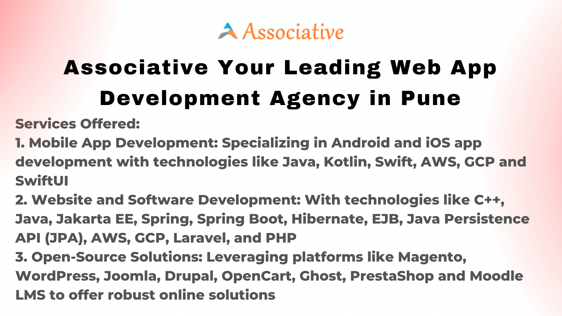 Associative Your Leading Web App Development Agency in Pune