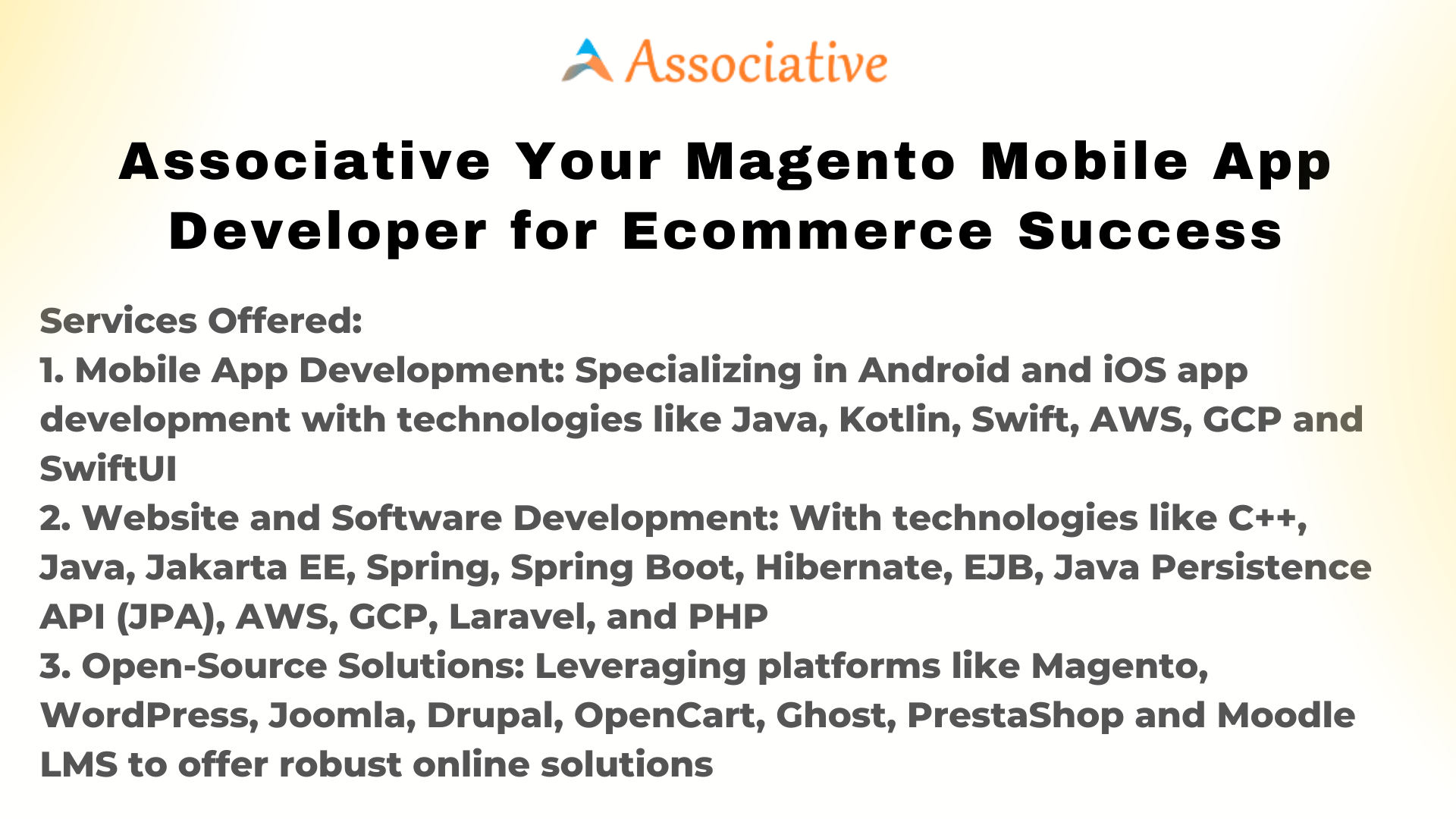 Associative Your Magento Mobile App Developer for Ecommerce Success