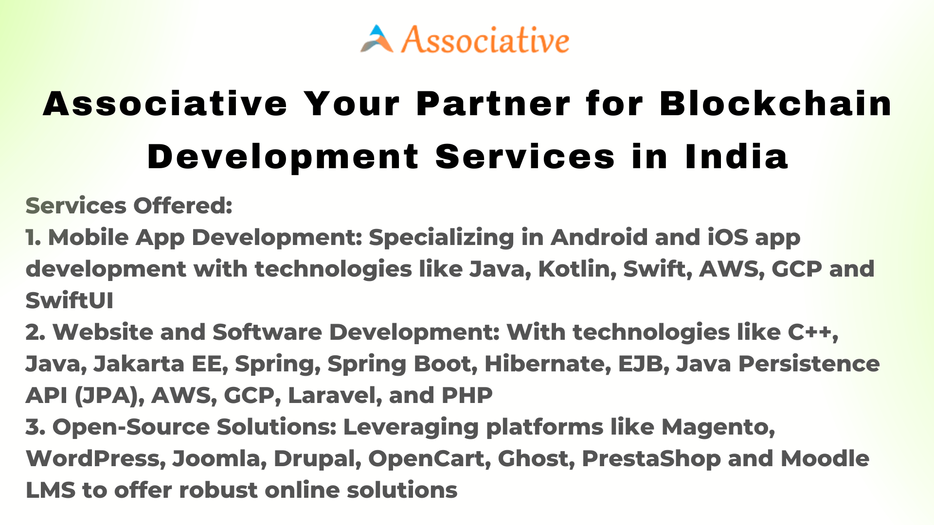 Associative Your Partner for Blockchain Development Services in India