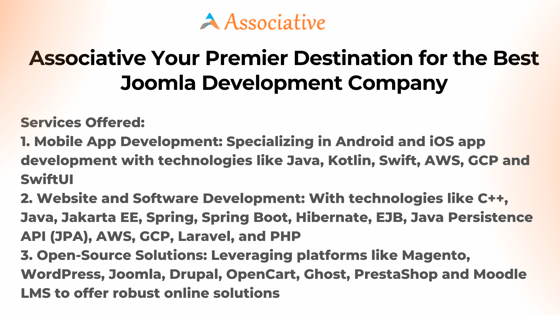 Associative Your Premier Destination for the Best Joomla Development Company