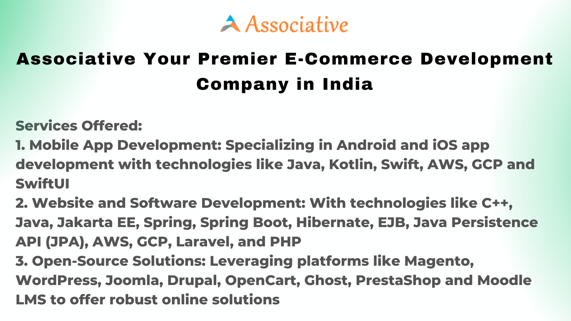 Associative Your Premier E-Commerce Development Company in India