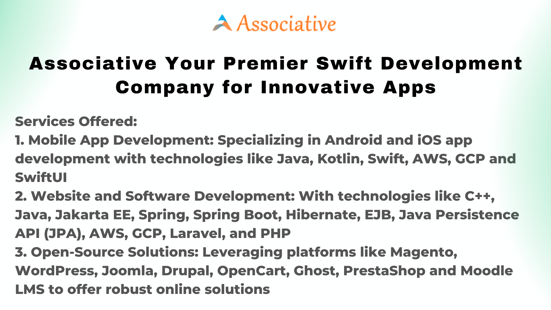 Associative Your Premier Swift Development Company for Innovative Apps