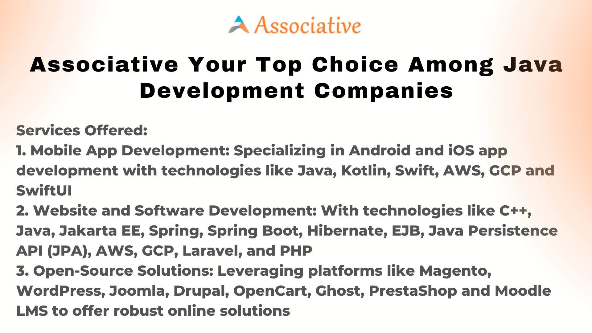 Associative Your Top Choice Among Java Development Companies