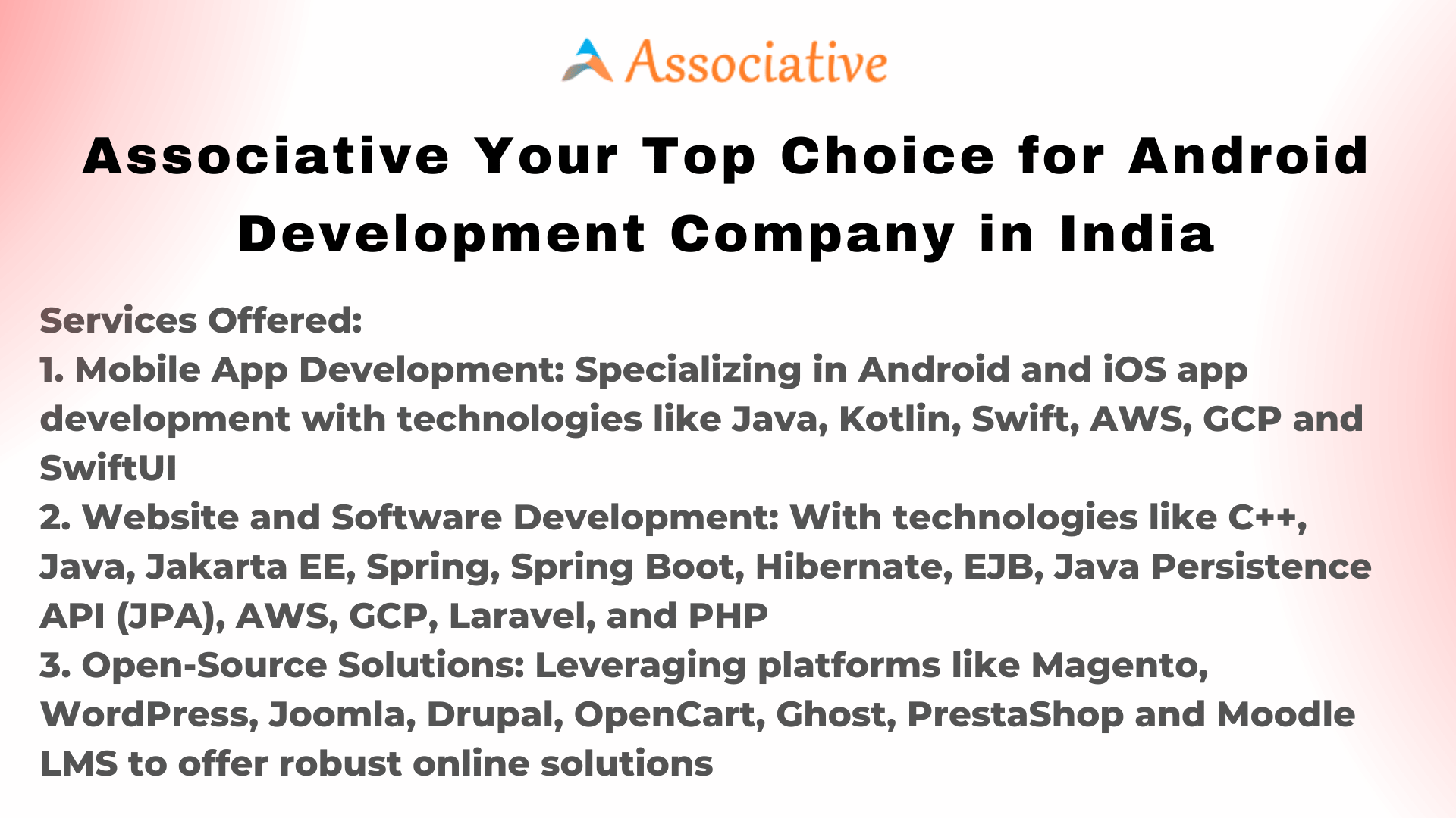 Associative Your Top Choice for Android Development Company in India