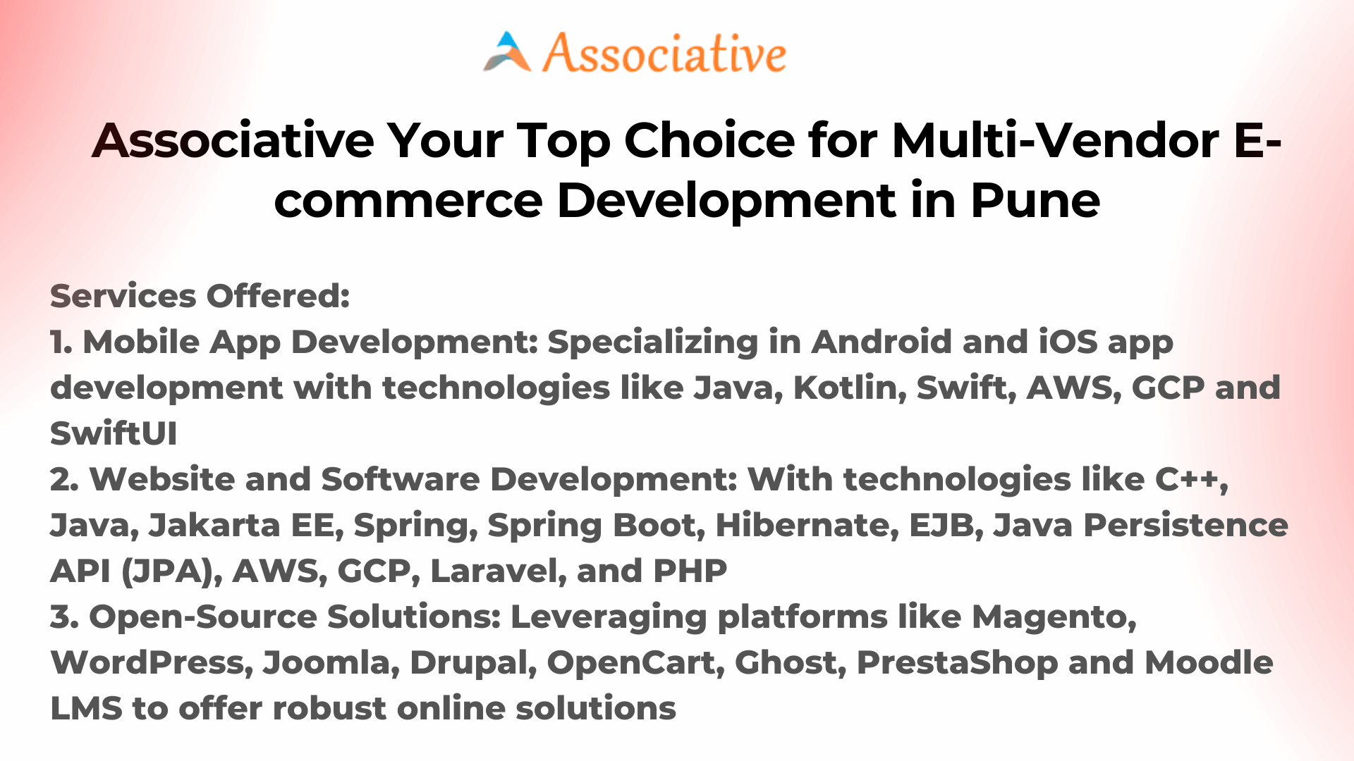 Associative Your Top Choice for Multi-Vendor E-commerce Development in Pune