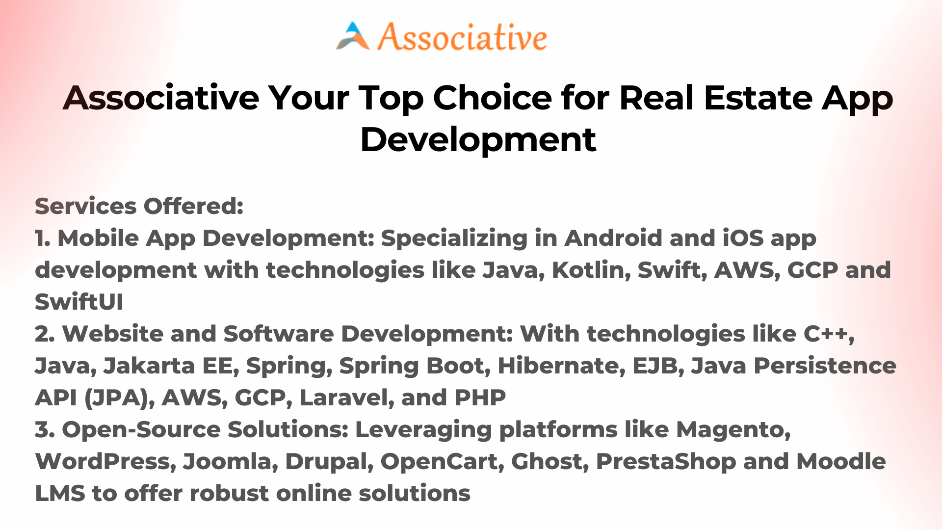 Associative Your Top Choice for Real Estate App Development