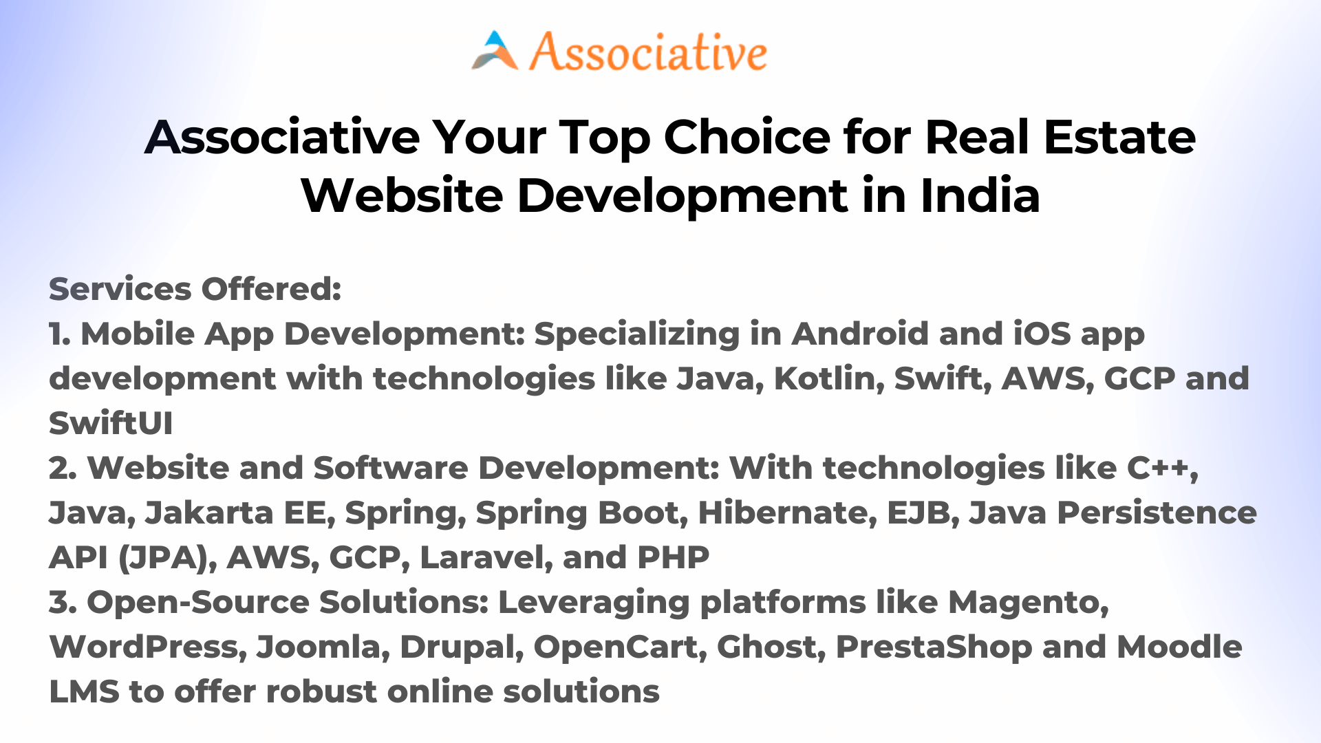 Associative Your Top Choice for Real Estate Website Development in India