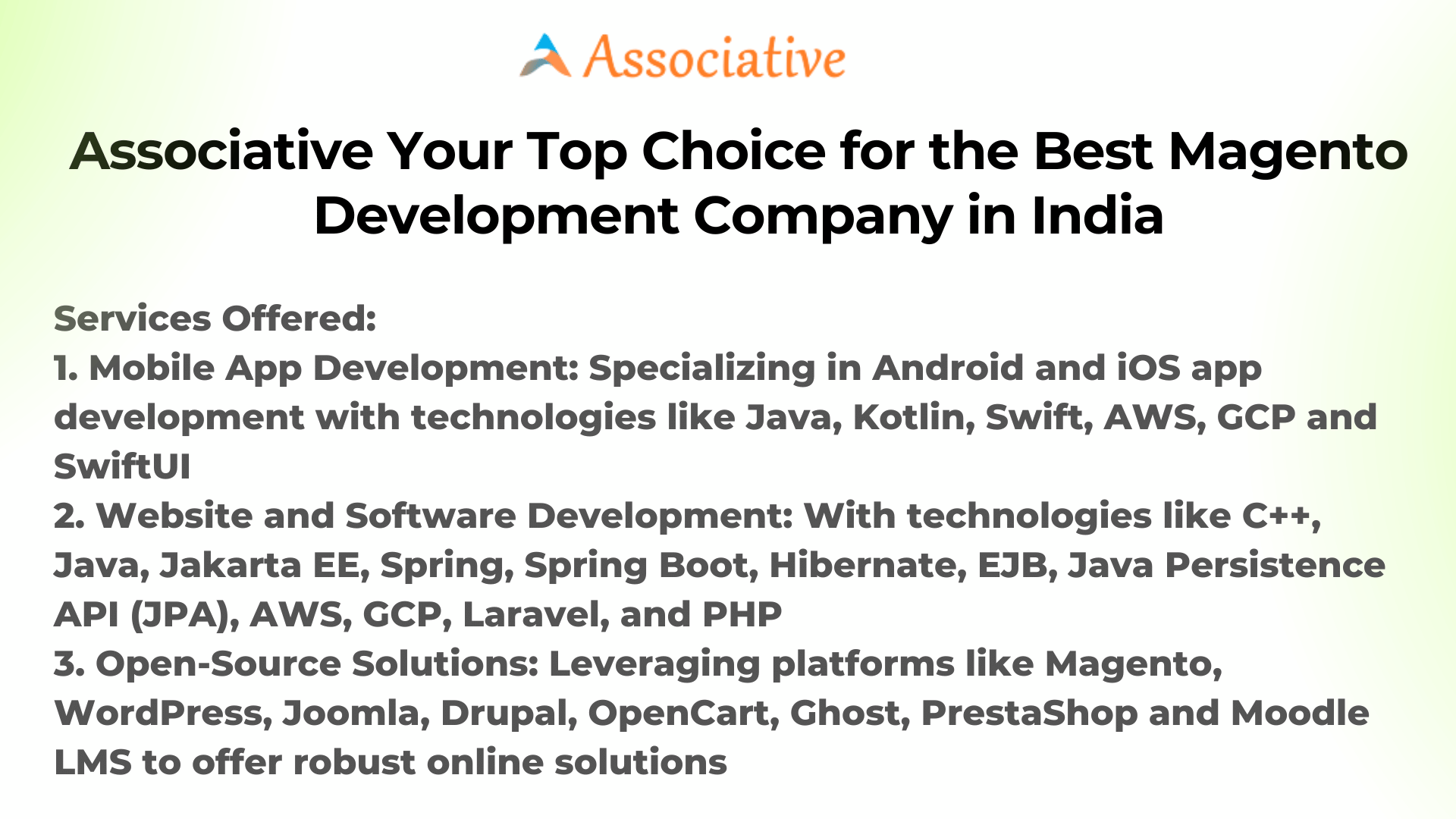 Associative Your Top Choice for the Best Magento Development Company in India