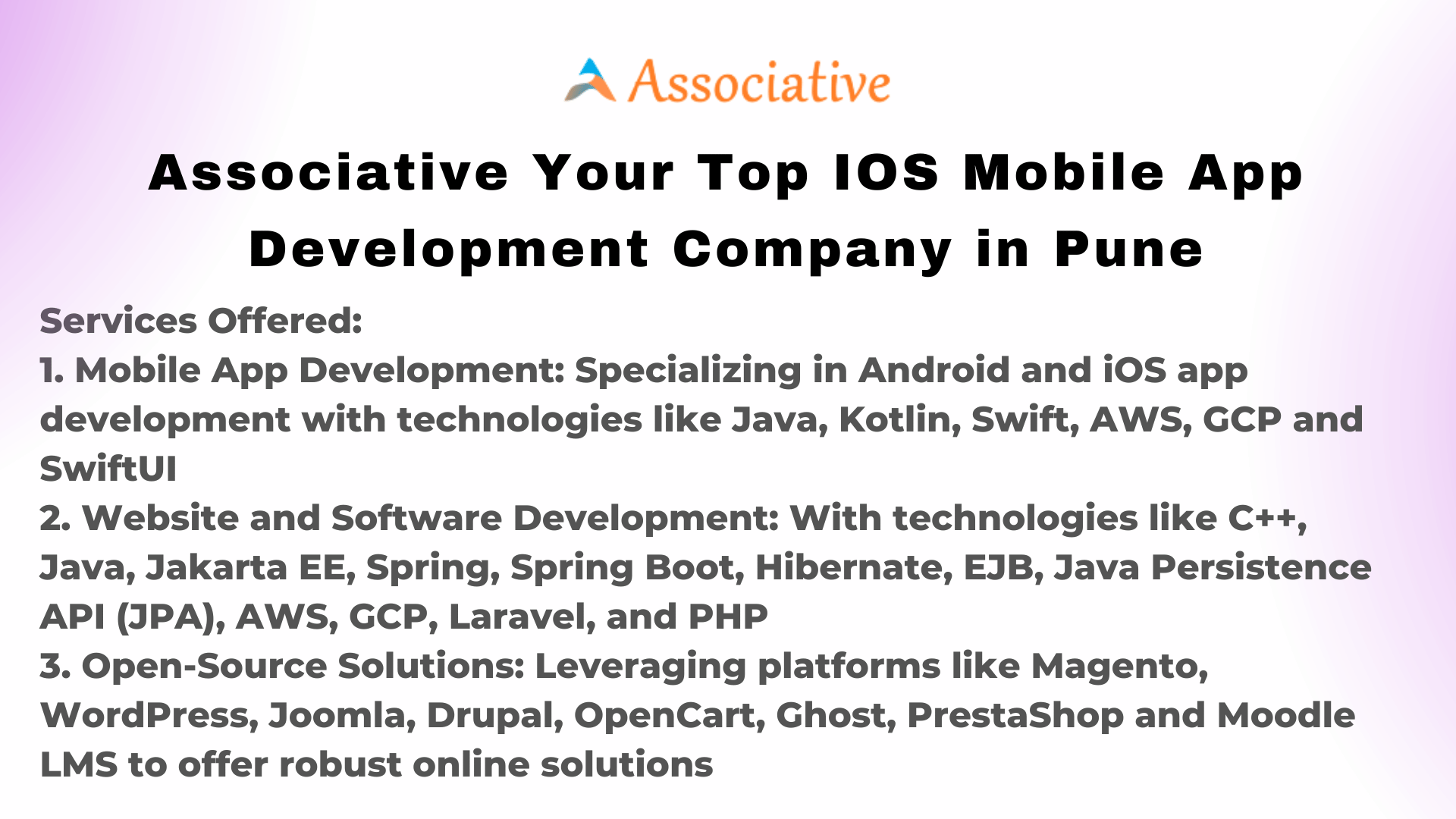 Associative Your Top IOS Mobile App Development Company in Pune