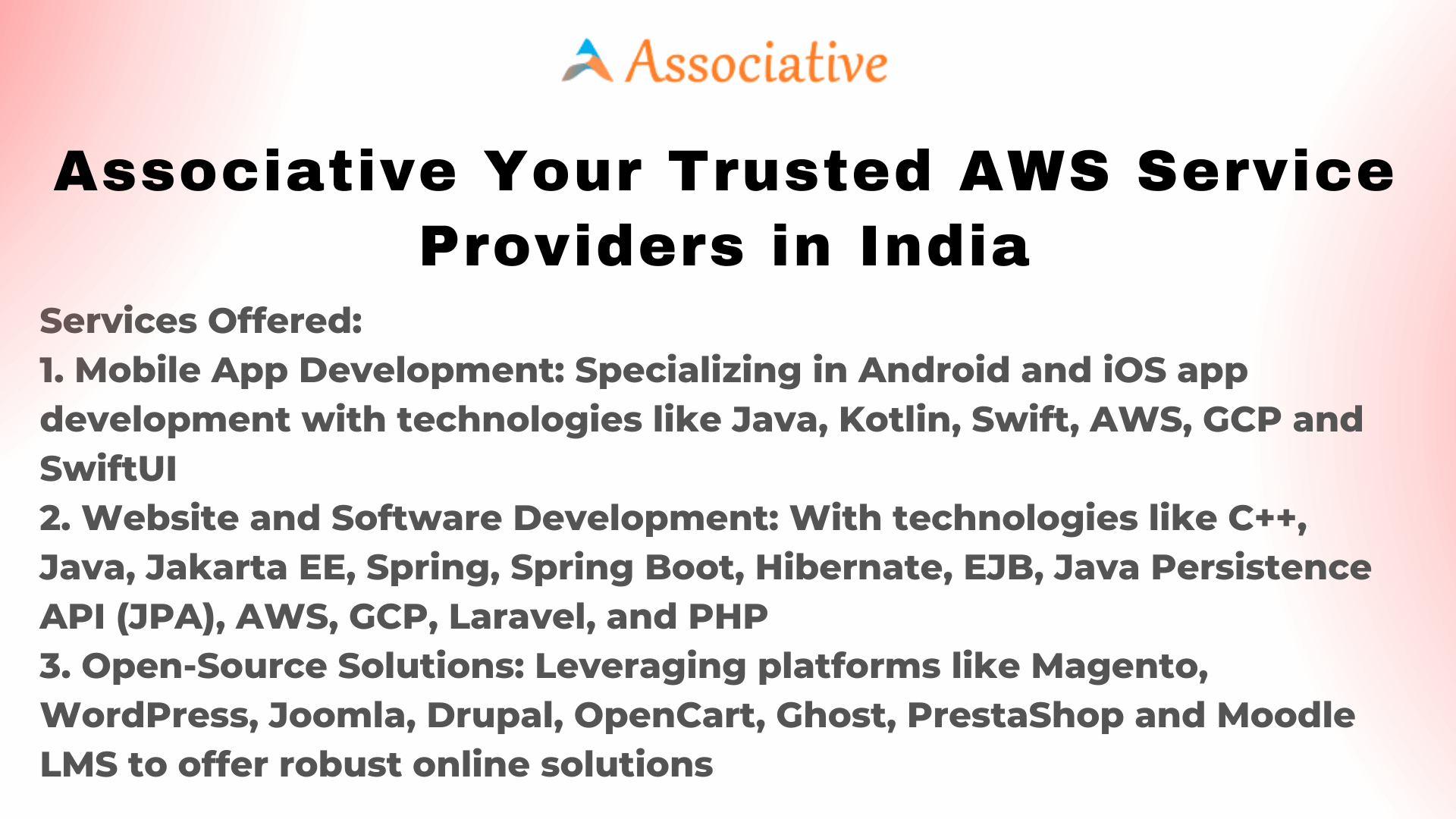 Associative Your Trusted AWS Service Providers in India
