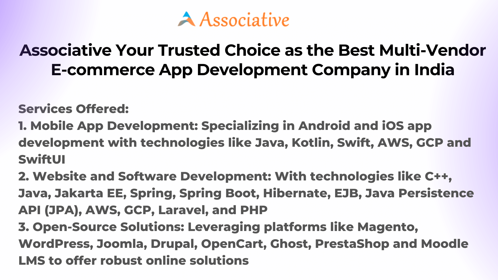 Associative Your Trusted Choice as the Best Multi-Vendor E-commerce App Development Company in India