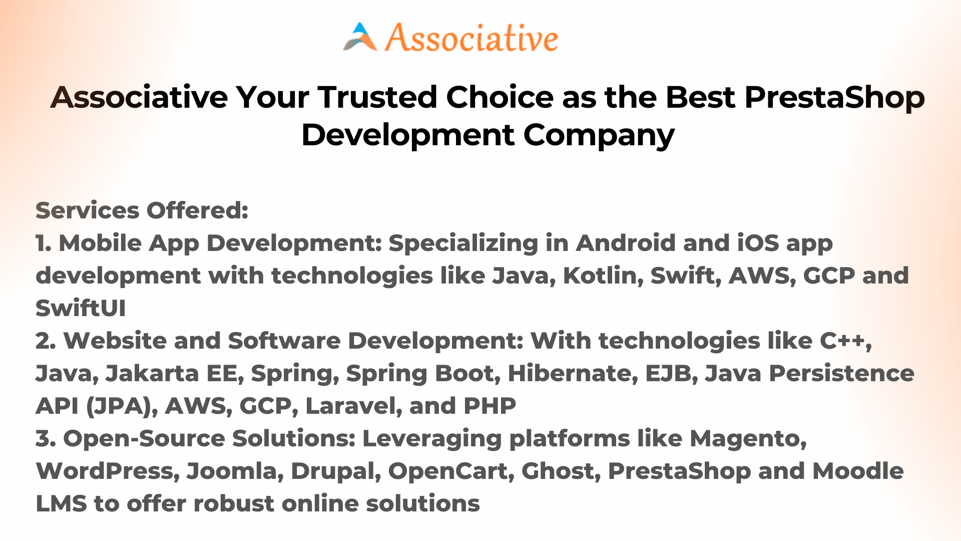 Associative Your Trusted Choice as the Best PrestaShop Development Company