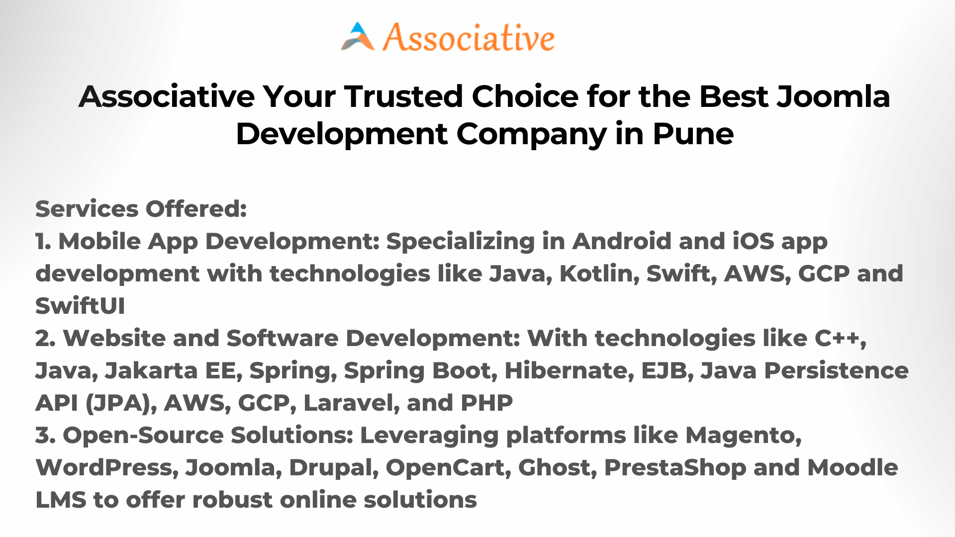 Associative Your Trusted Choice for the Best Joomla Development Company in Pune