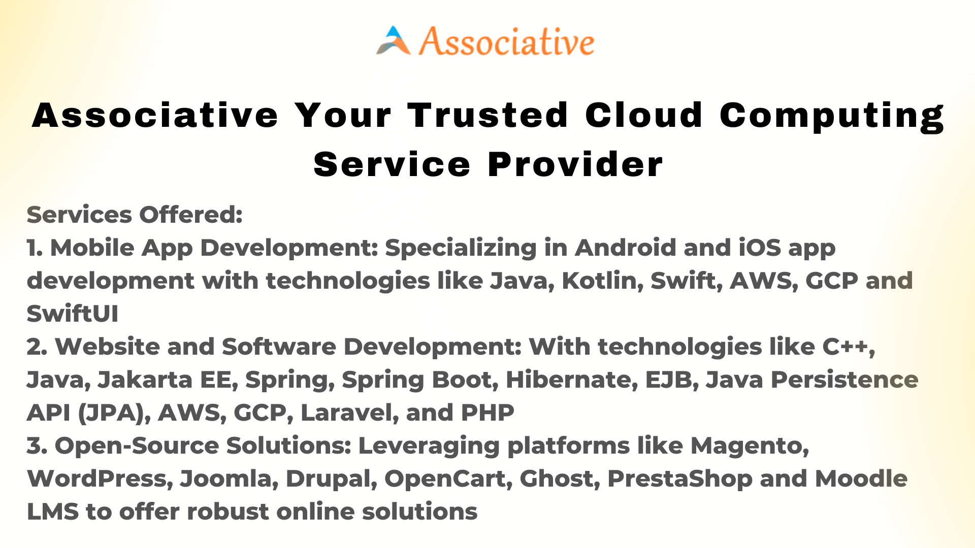 Associative Your Trusted Cloud Computing Service Provider