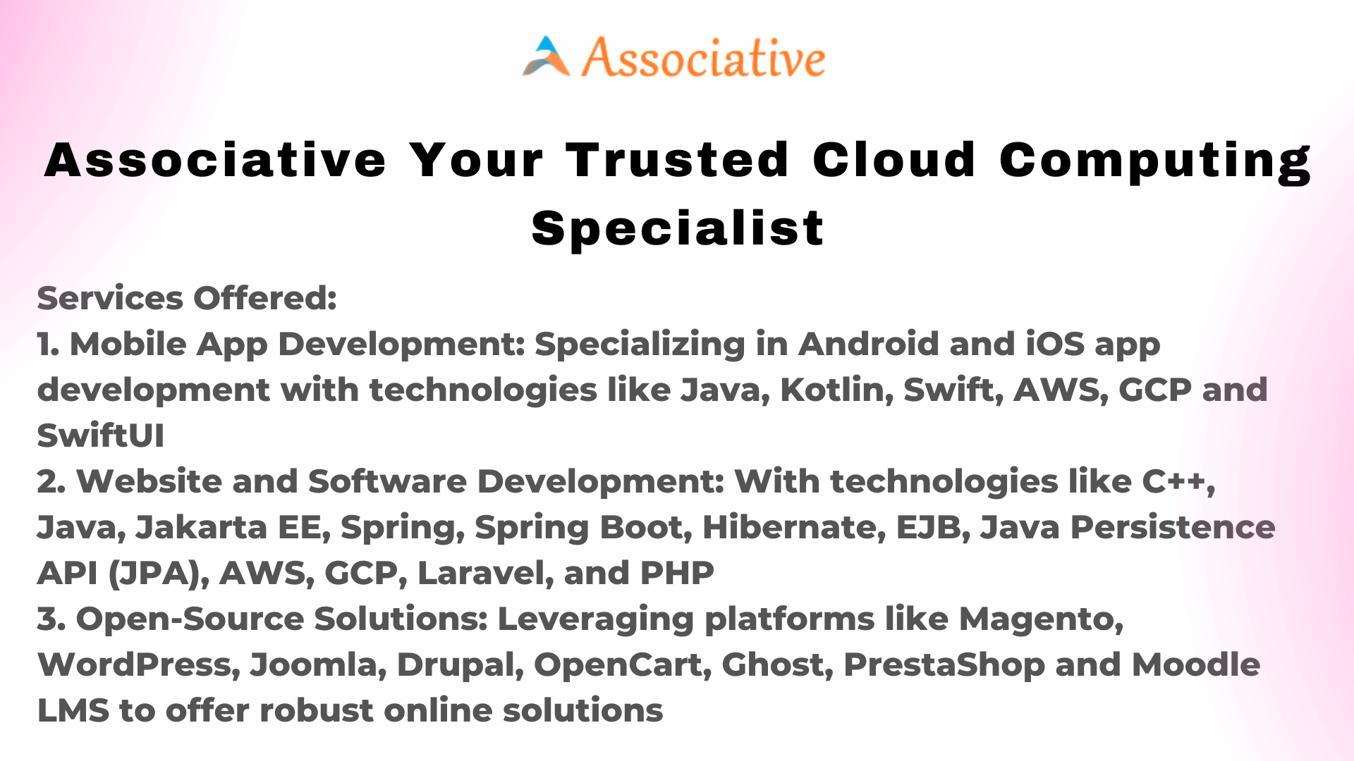 Associative Your Trusted Cloud Computing Specialist