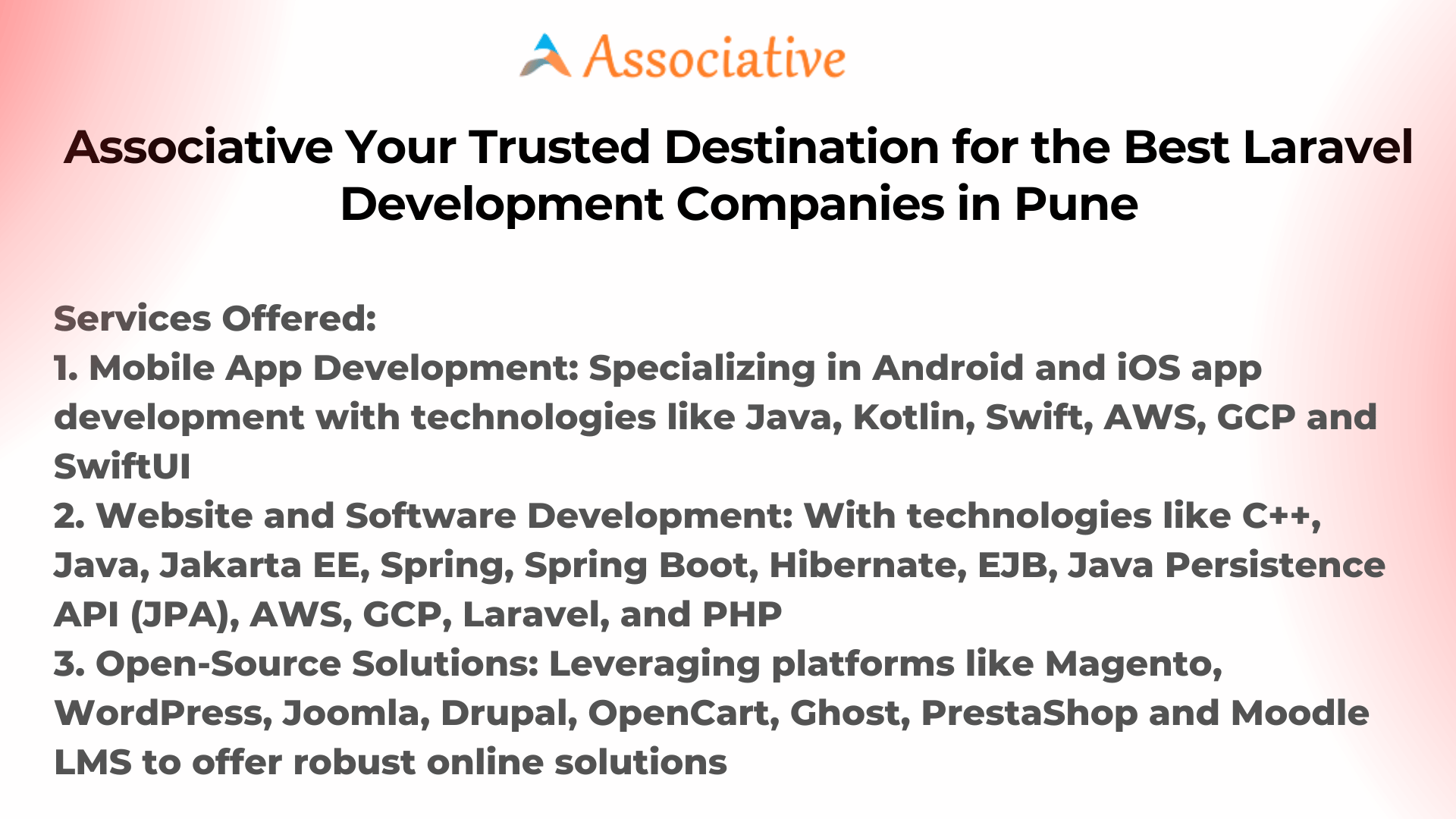 Associative Your Trusted Destination for the Best Laravel Development Companies in Pune