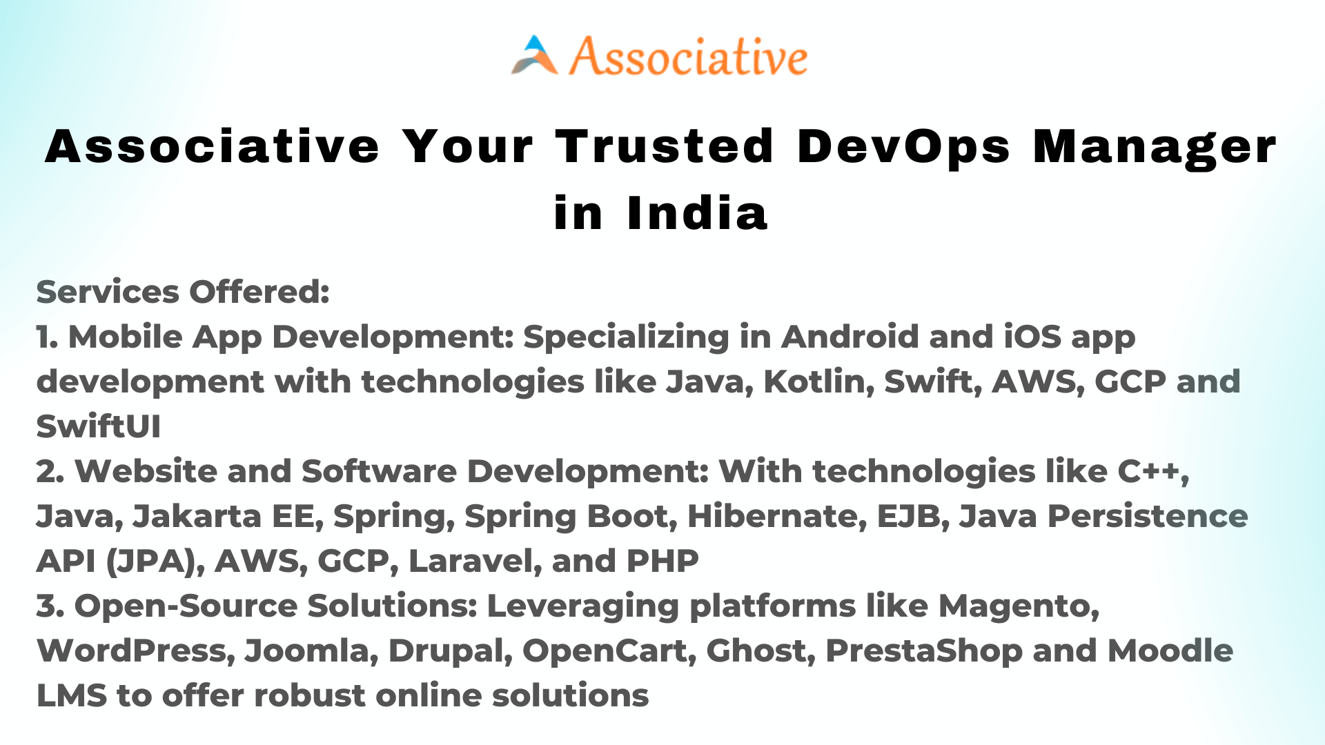 Associative Your Trusted DevOps Manager in India