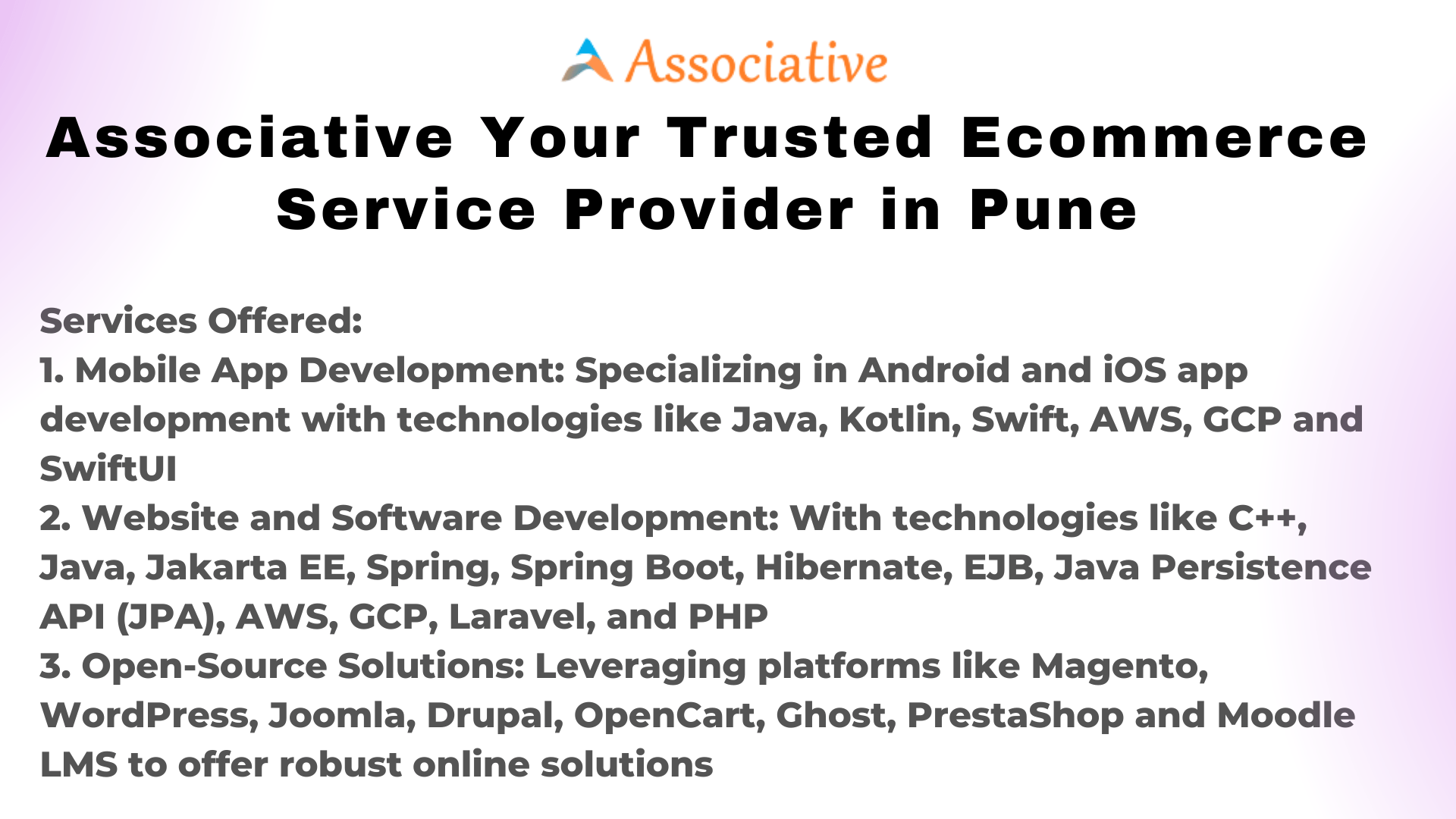 Associative Your Trusted Ecommerce Service Provider in Pune
