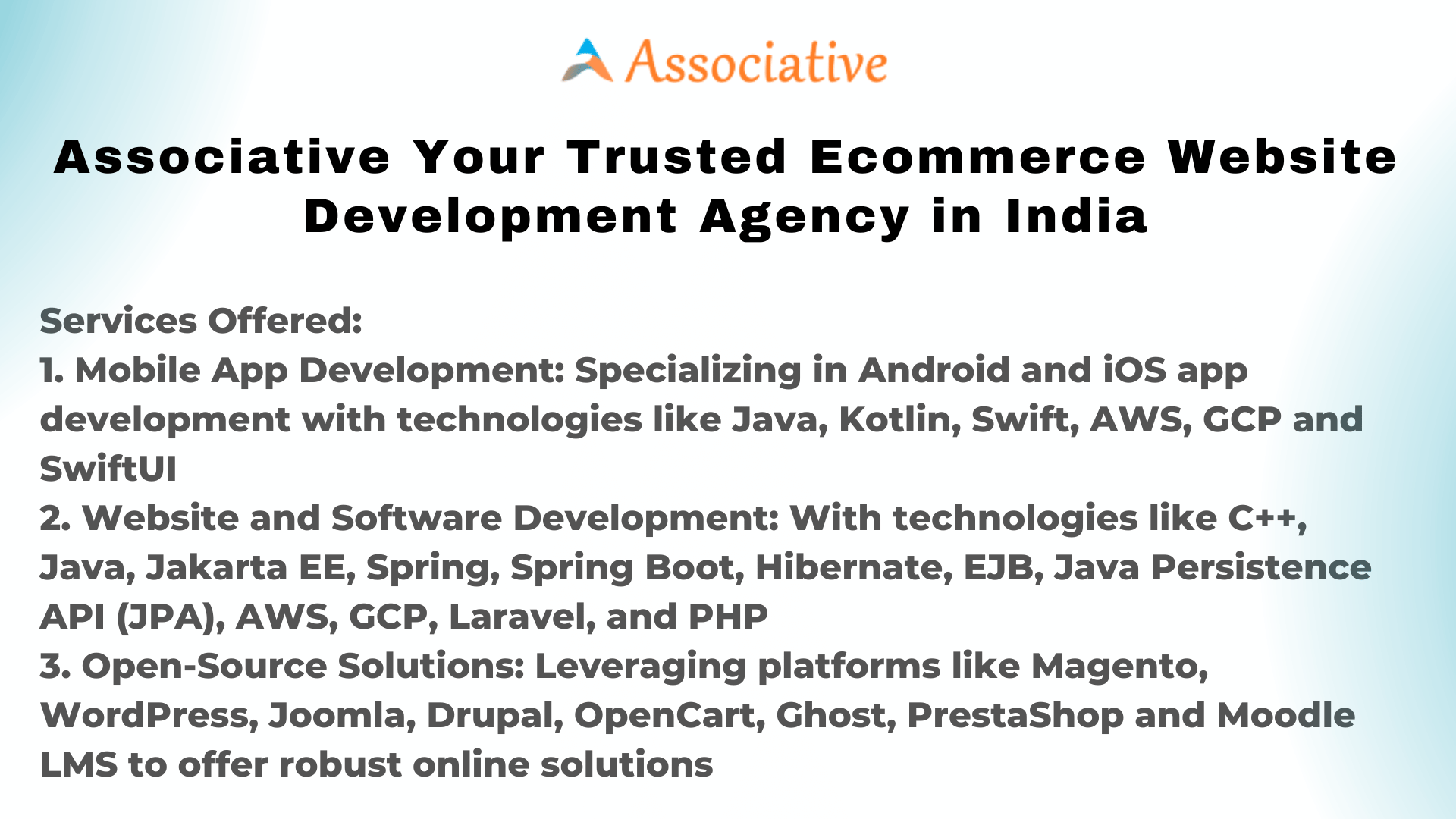 Associative Your Trusted Ecommerce Website Development Agency in India