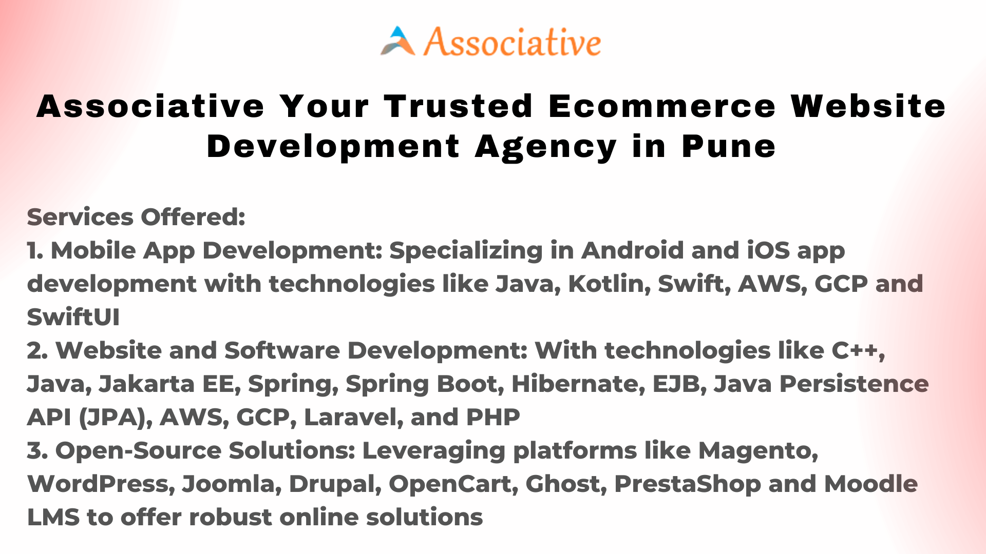 Associative Your Trusted Ecommerce Website Development Agency in Pune