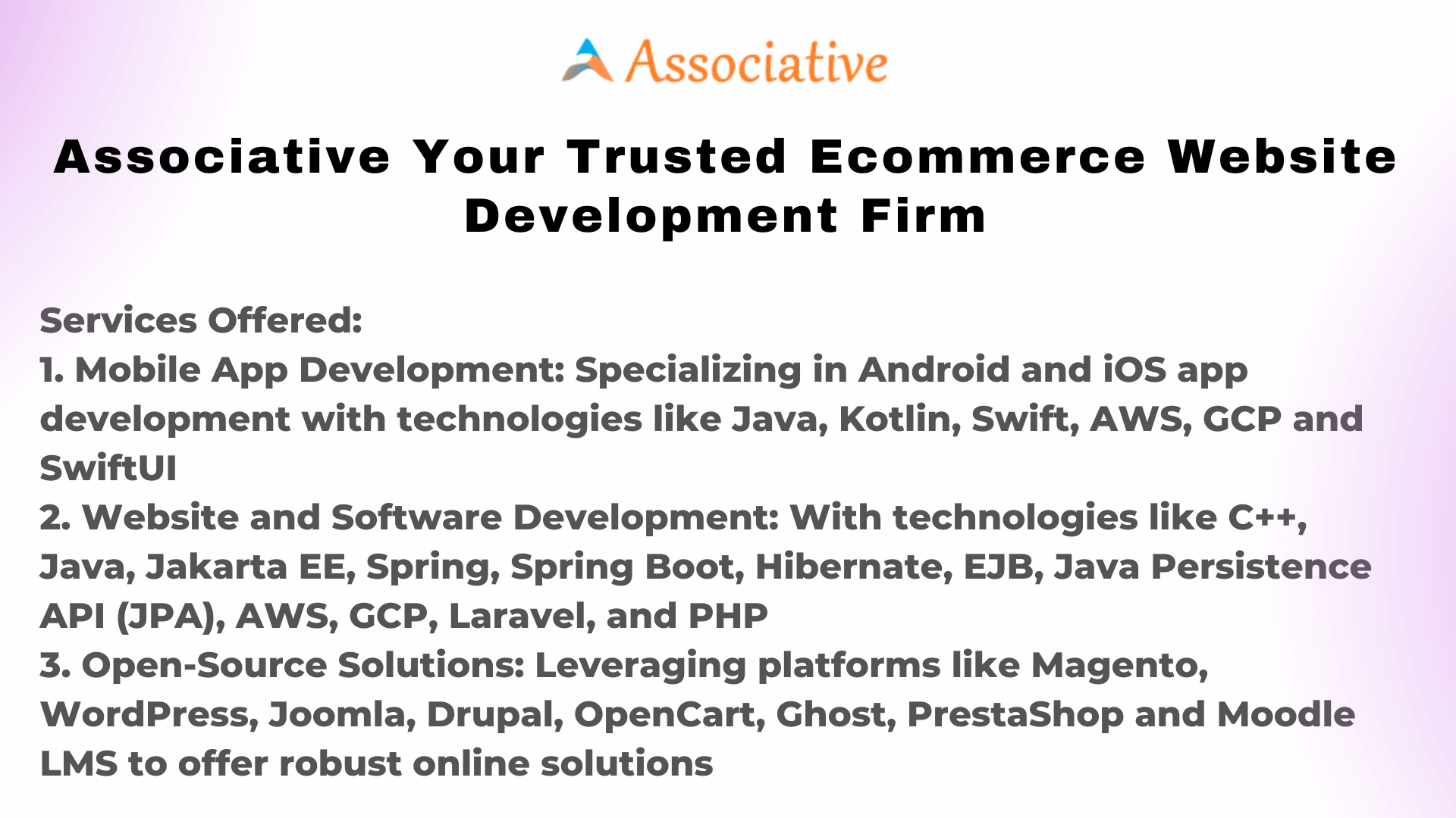 Associative Your Trusted Ecommerce Website Development Firm