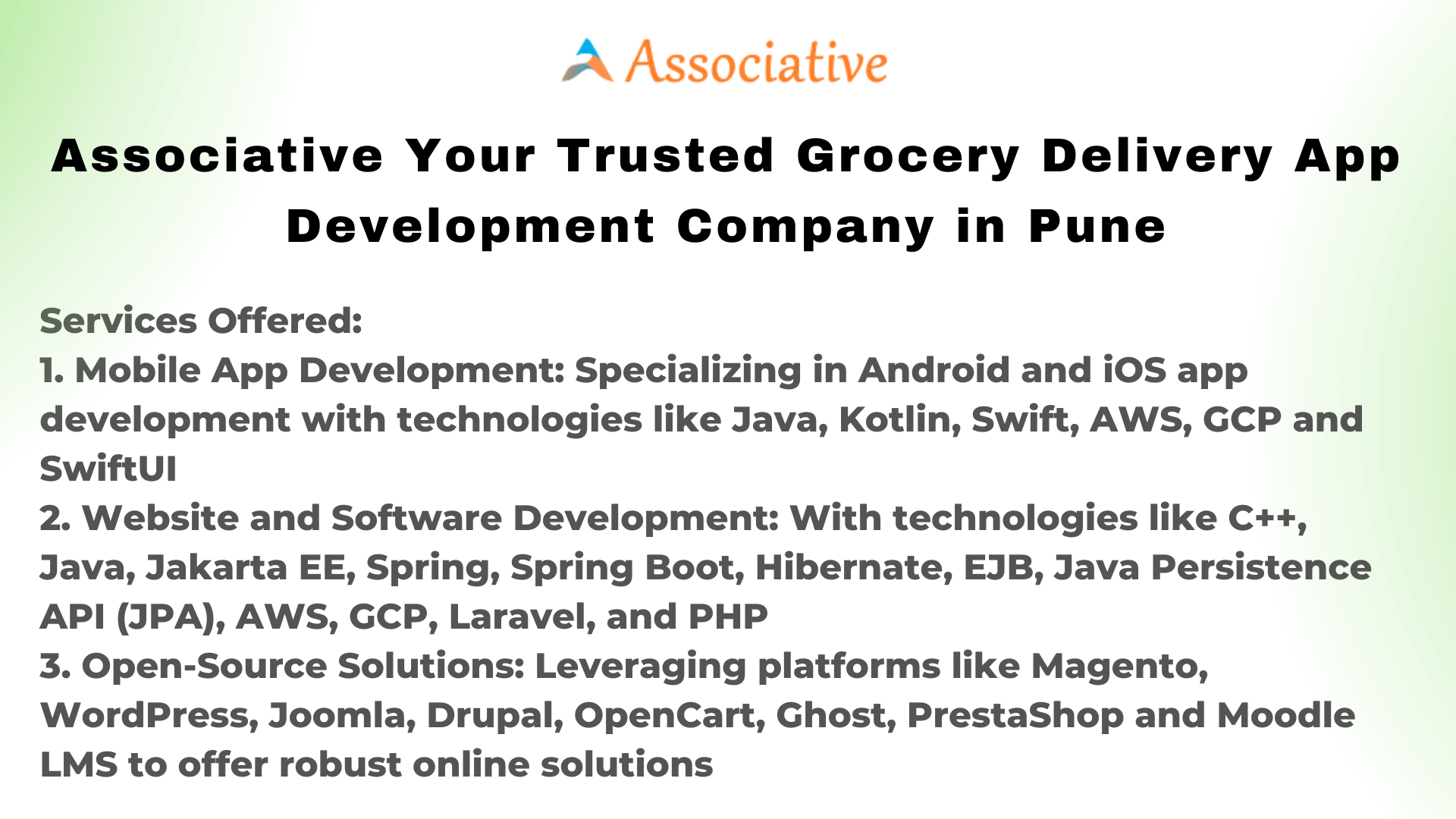 Associative Your Trusted Grocery Delivery App Development Company in Pune