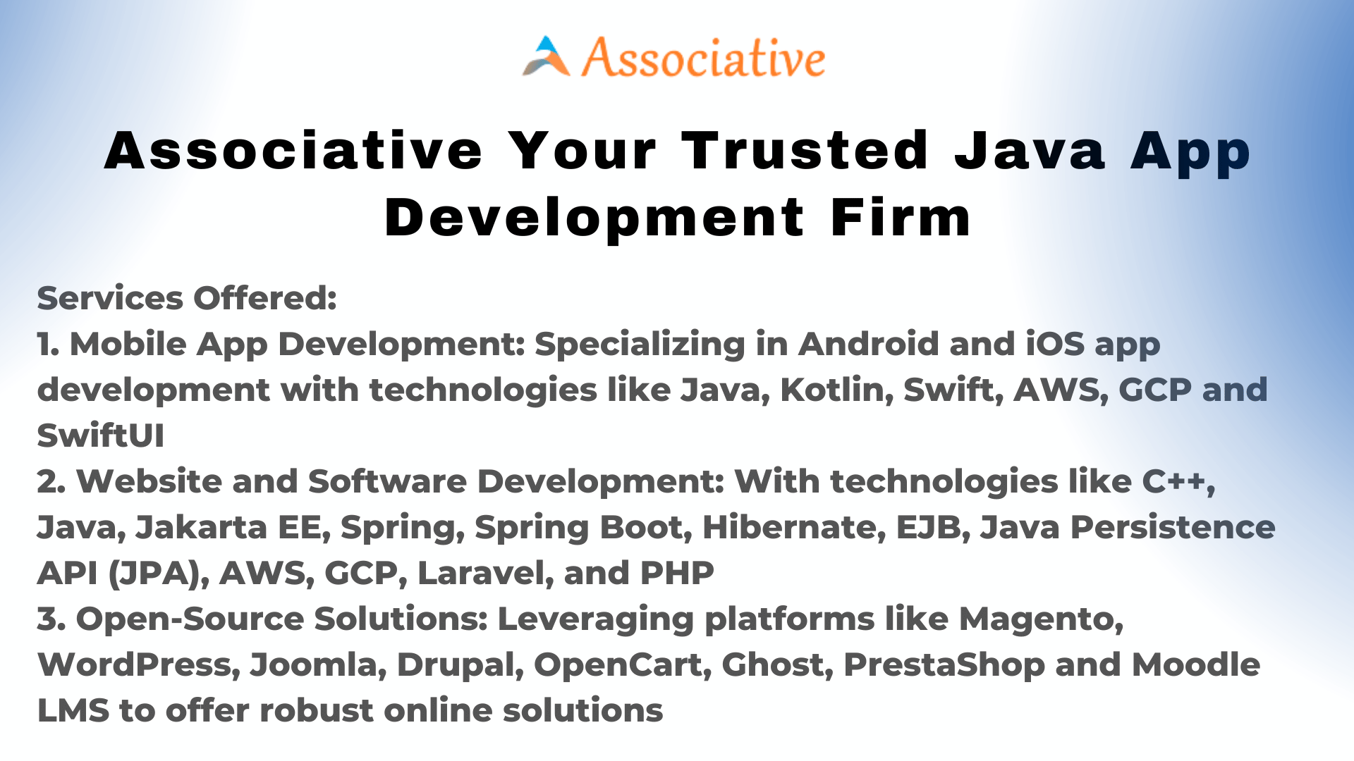 Associative Your Trusted Java App Development Firm
