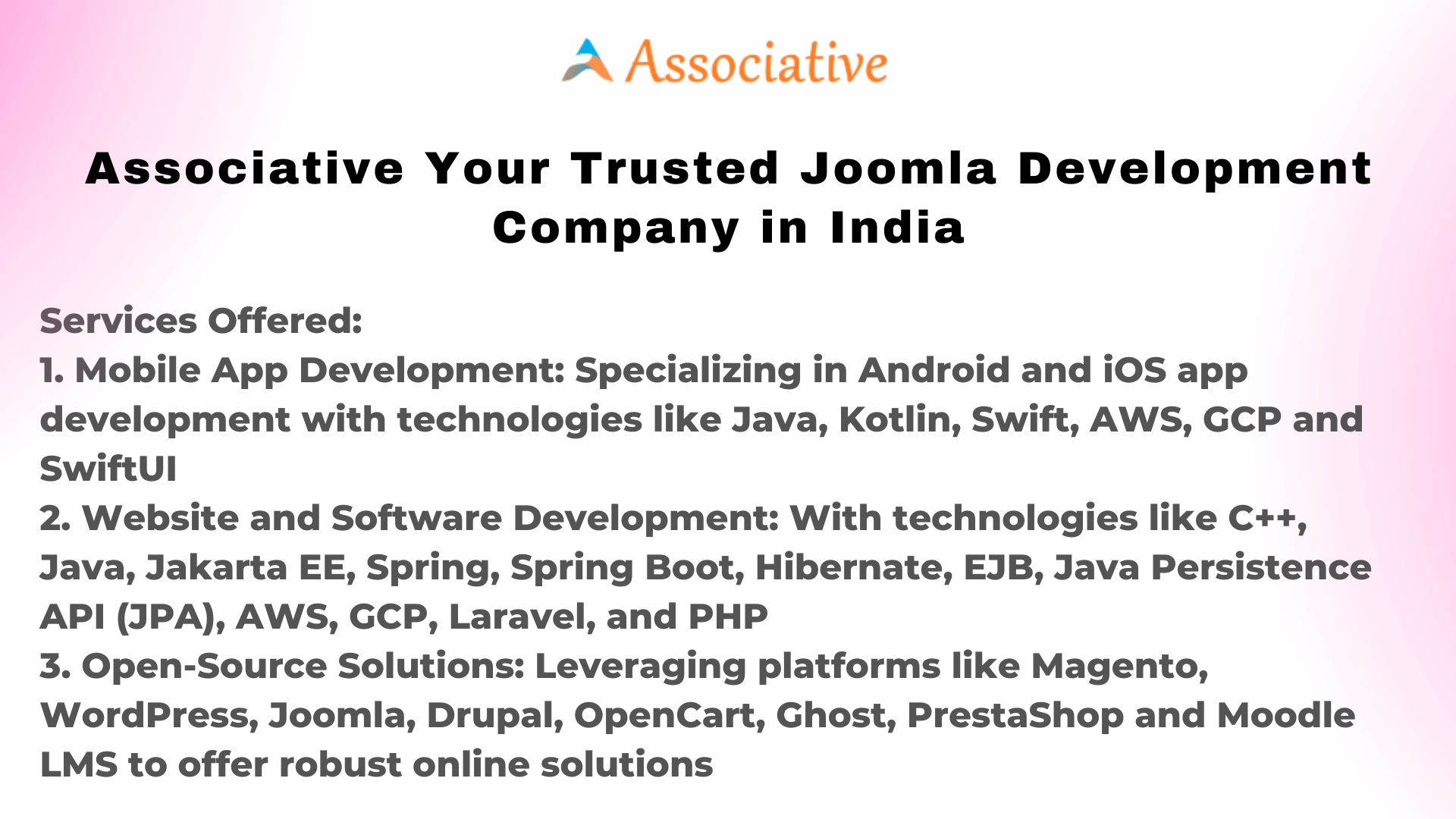 Associative Your Trusted Joomla Development Company in India