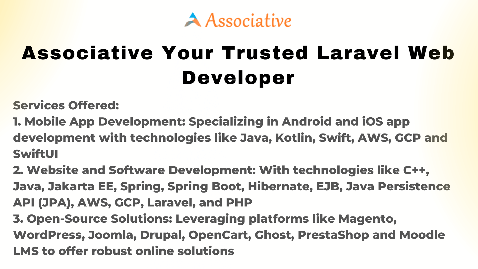 Associative Your Trusted Laravel Web Developer